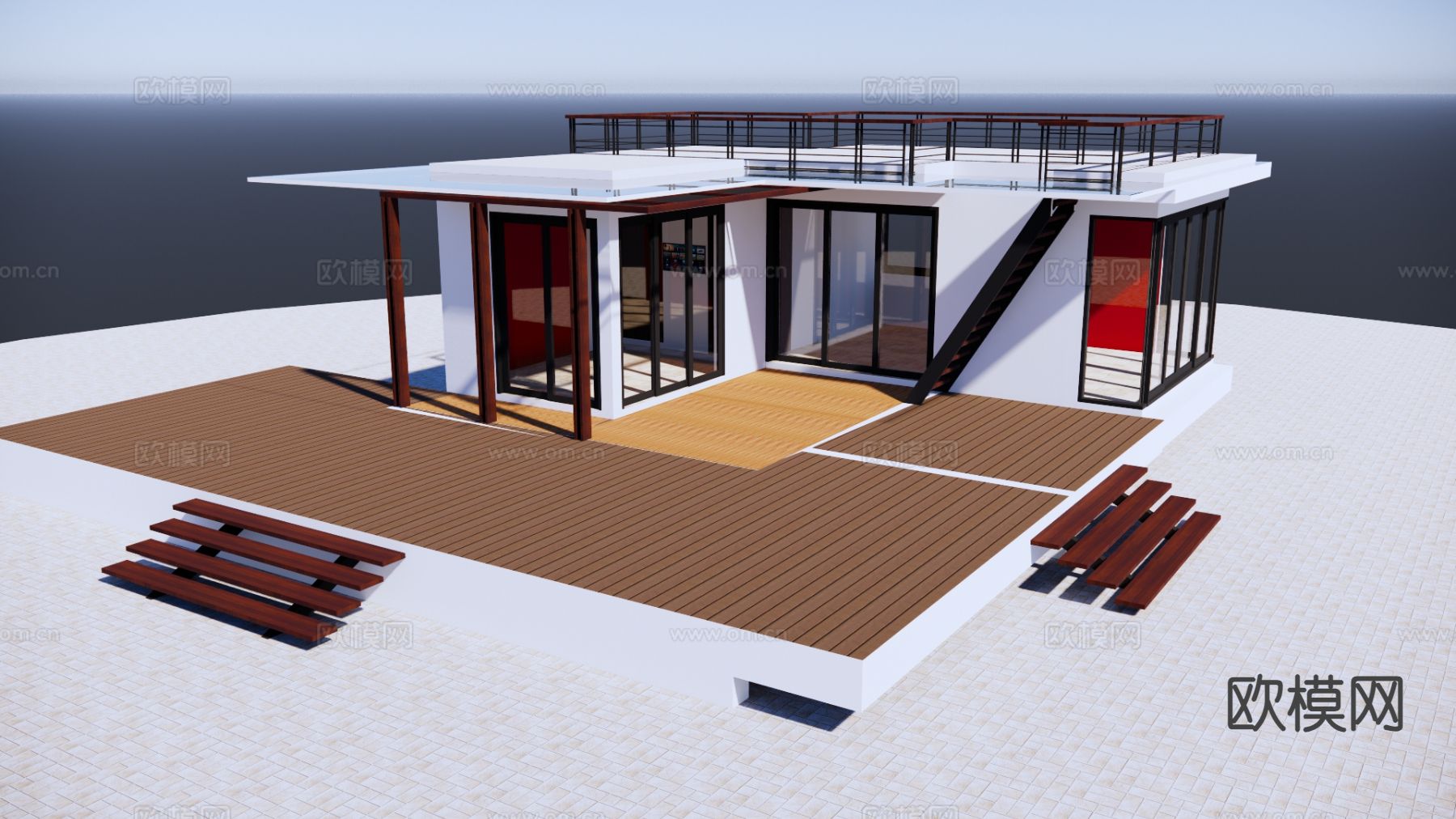 独栋别墅su模型下载（渲染图4）