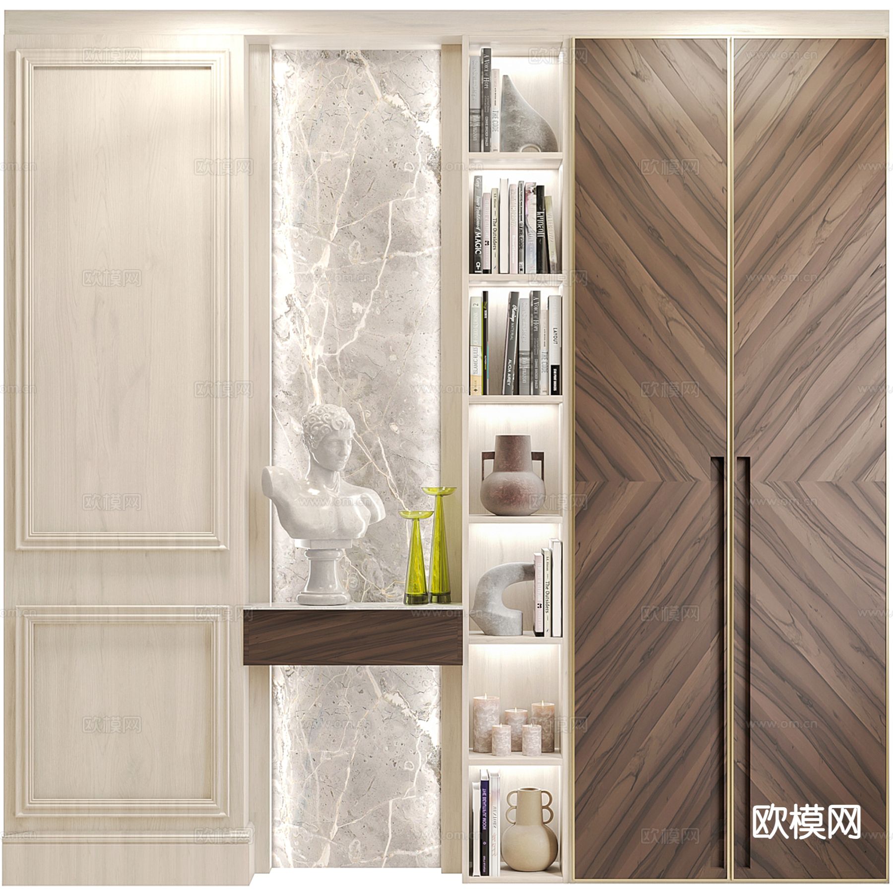 欧式大理石装饰柜 书柜3d模型下载