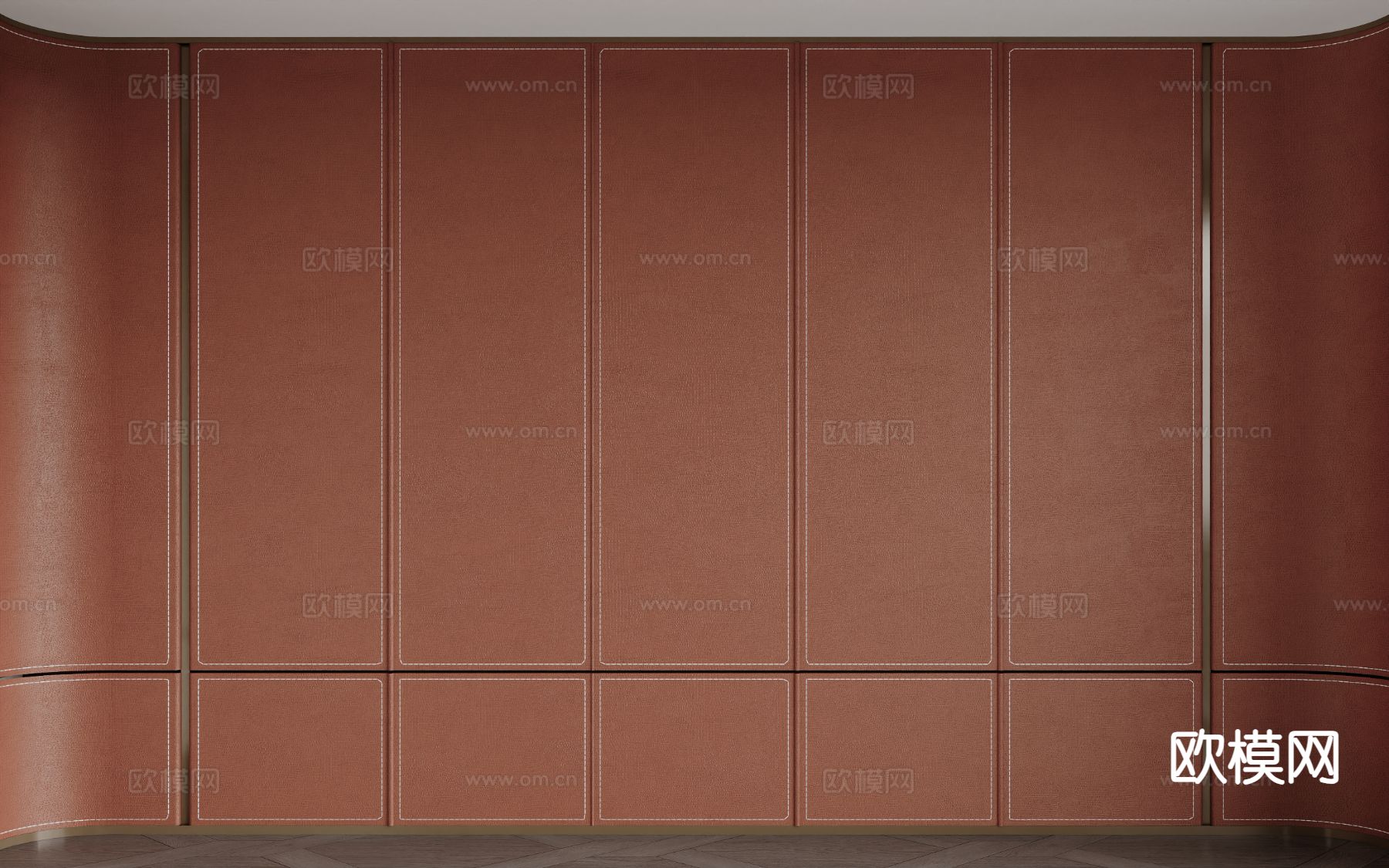 现代真皮软包 卧室背景硬包 墙板3d模型下载（渲染图1）