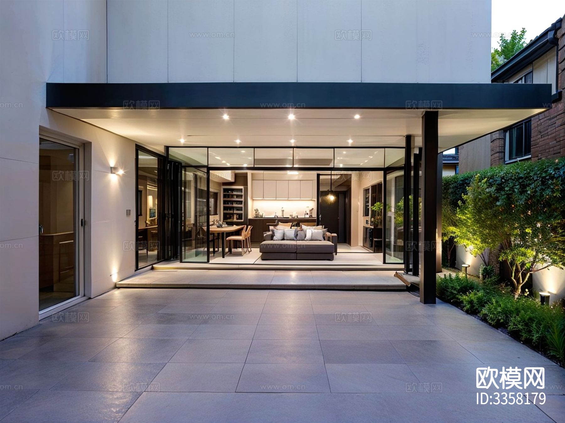 现代别墅庭院景观效果图下载（渲染图4）