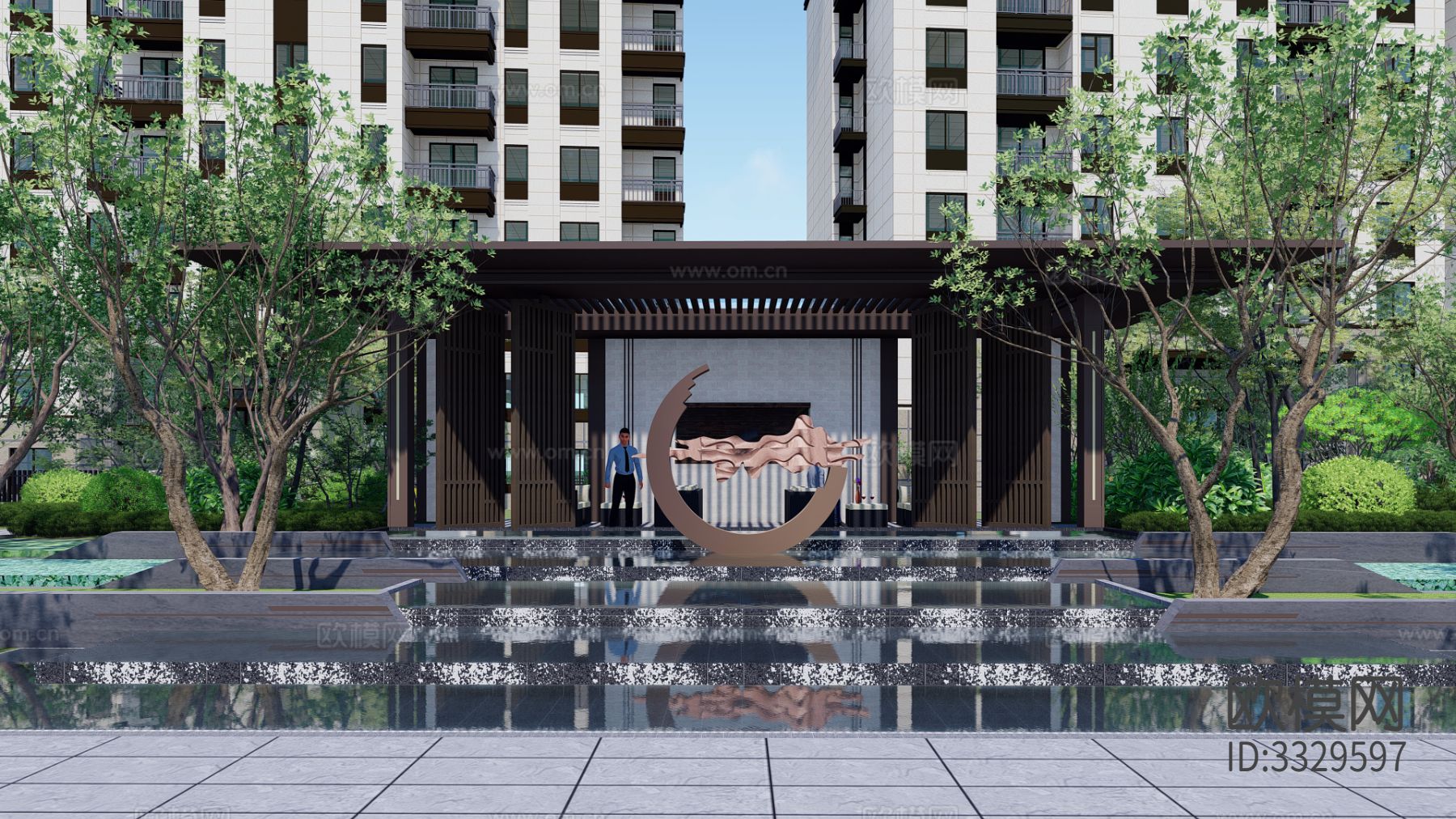 小区景观 住宅景观效果图下载（渲染图3）
