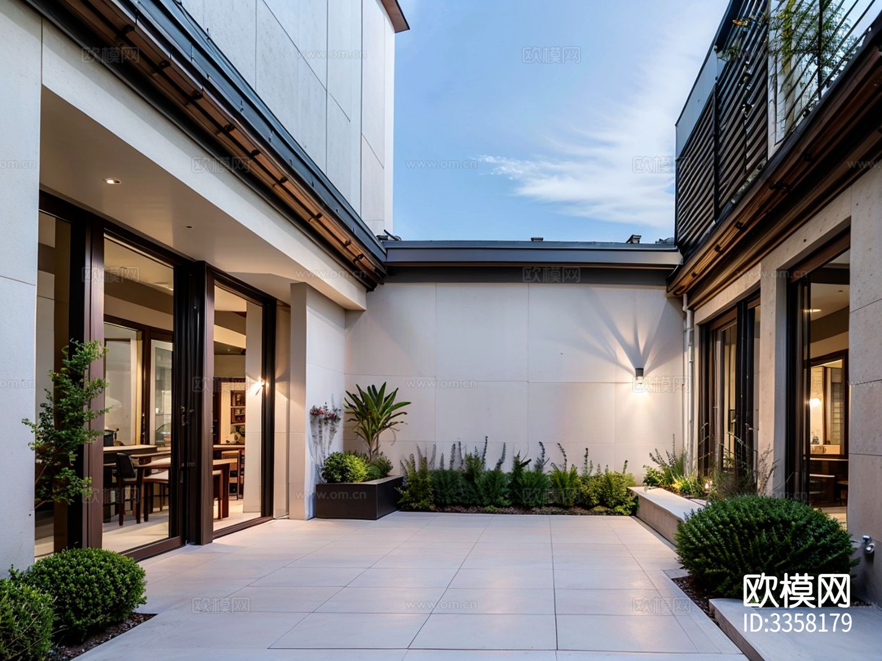 现代别墅庭院景观效果图下载（渲染图6）