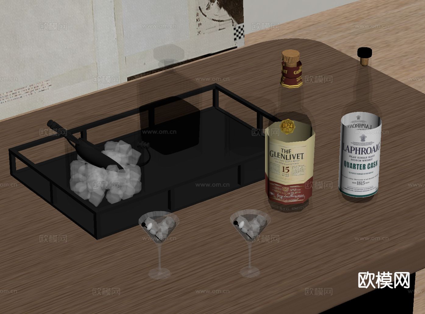 酒杯 醒酒器 托盘 红酒su模型下载