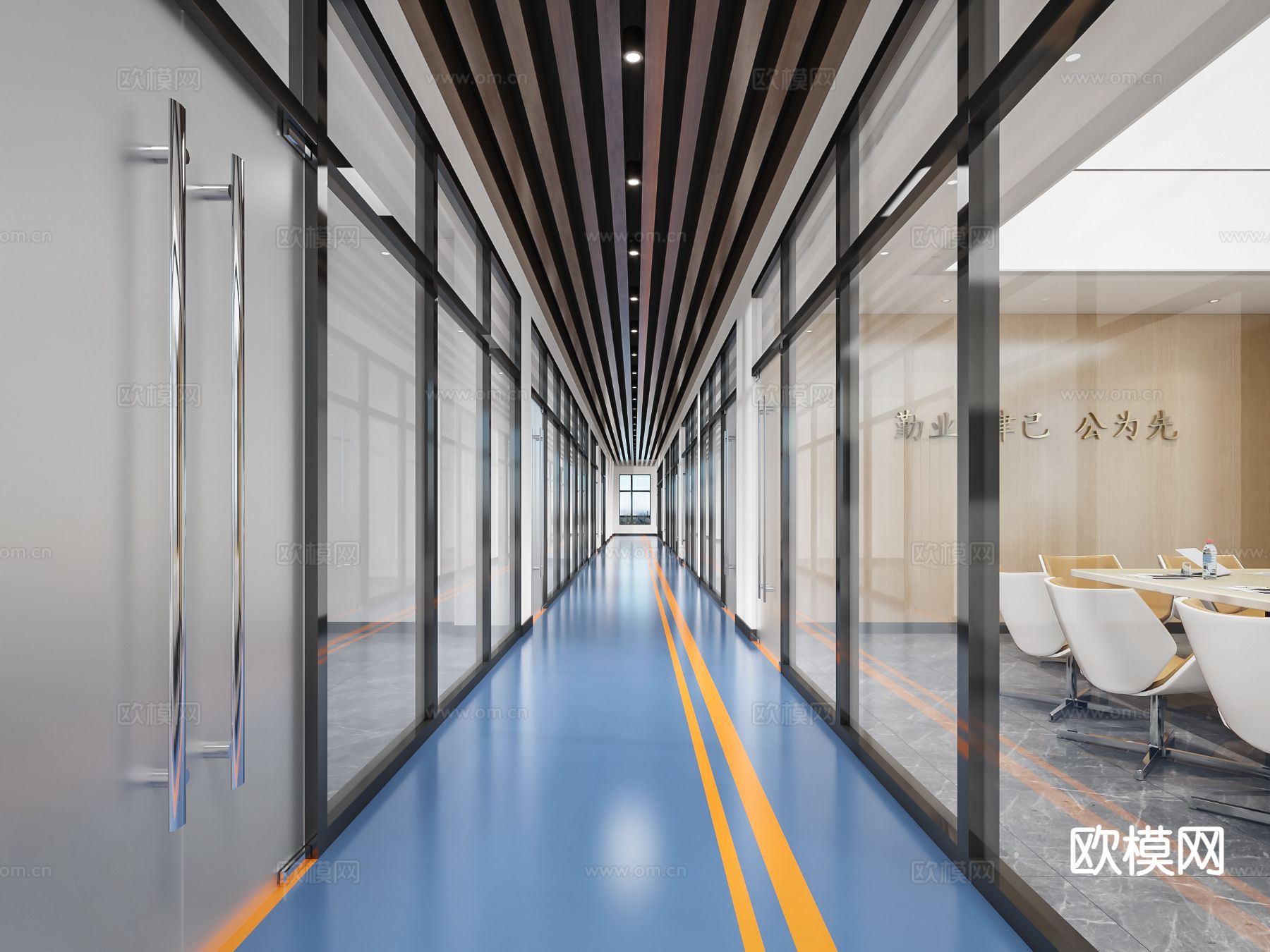 现代办公室过道 走廊3d模型下载