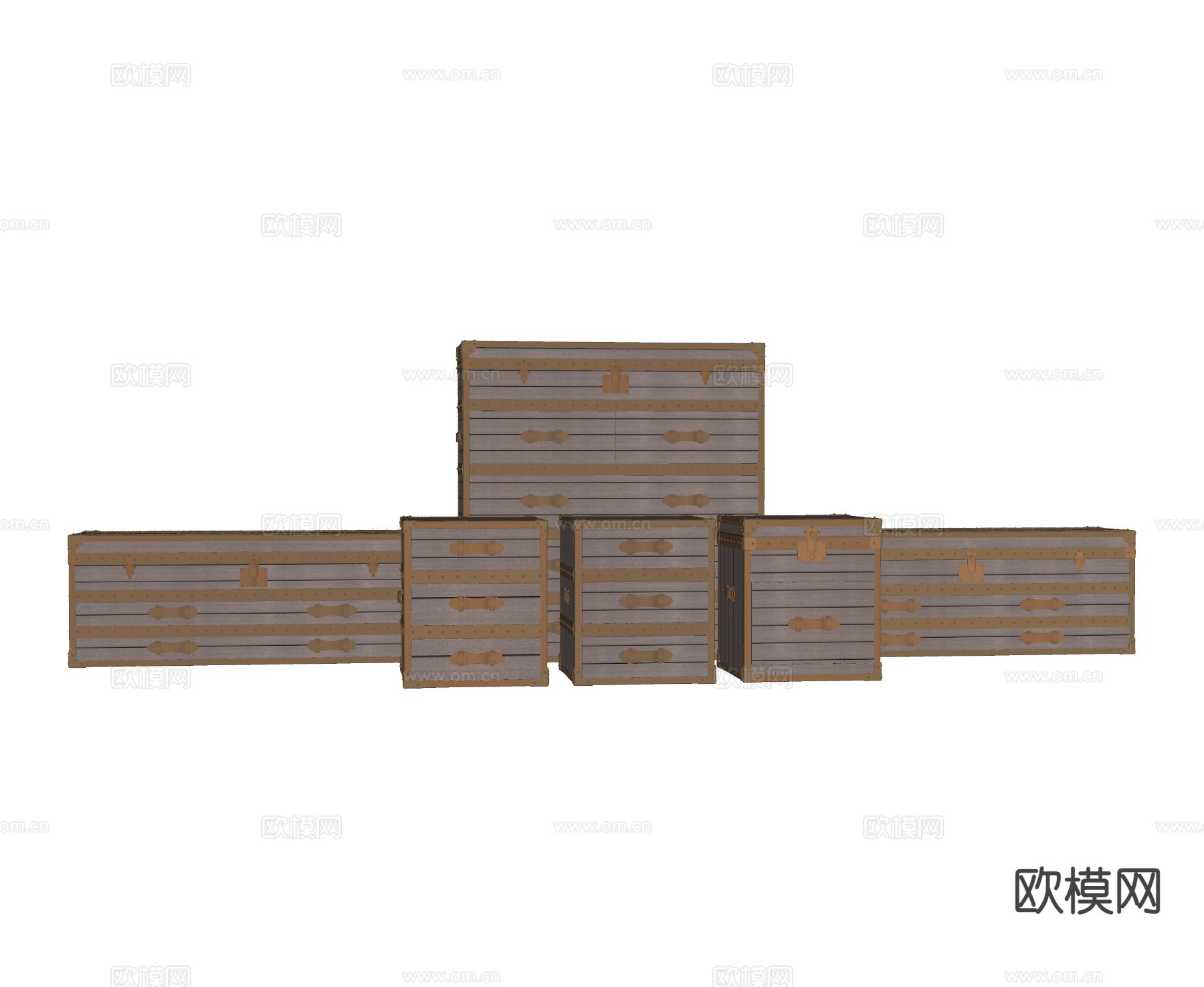 欧式密码箱 储物箱 集装箱su模型下载（渲染图1）