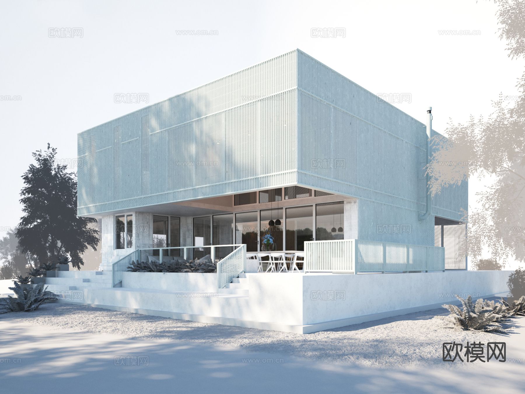 现代独栋别墅 木屋外观3d模型下载