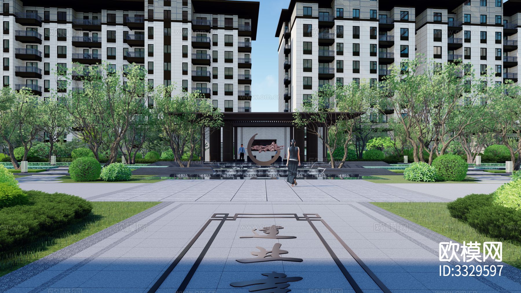小区景观 住宅景观效果图下载（渲染图6）