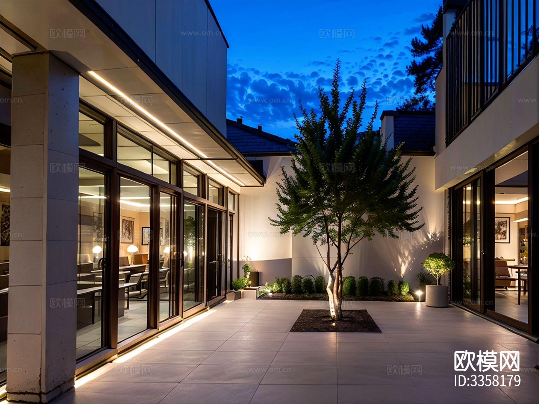 现代别墅庭院景观效果图下载（渲染图12）