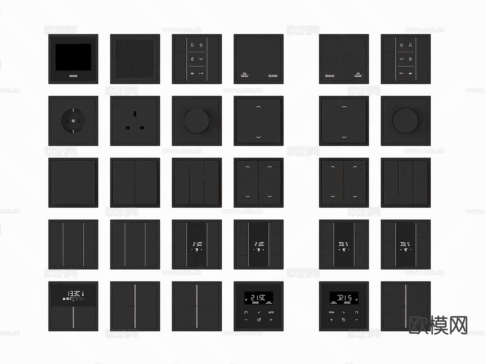 现代开关 面板 插座 智能面板3d模型