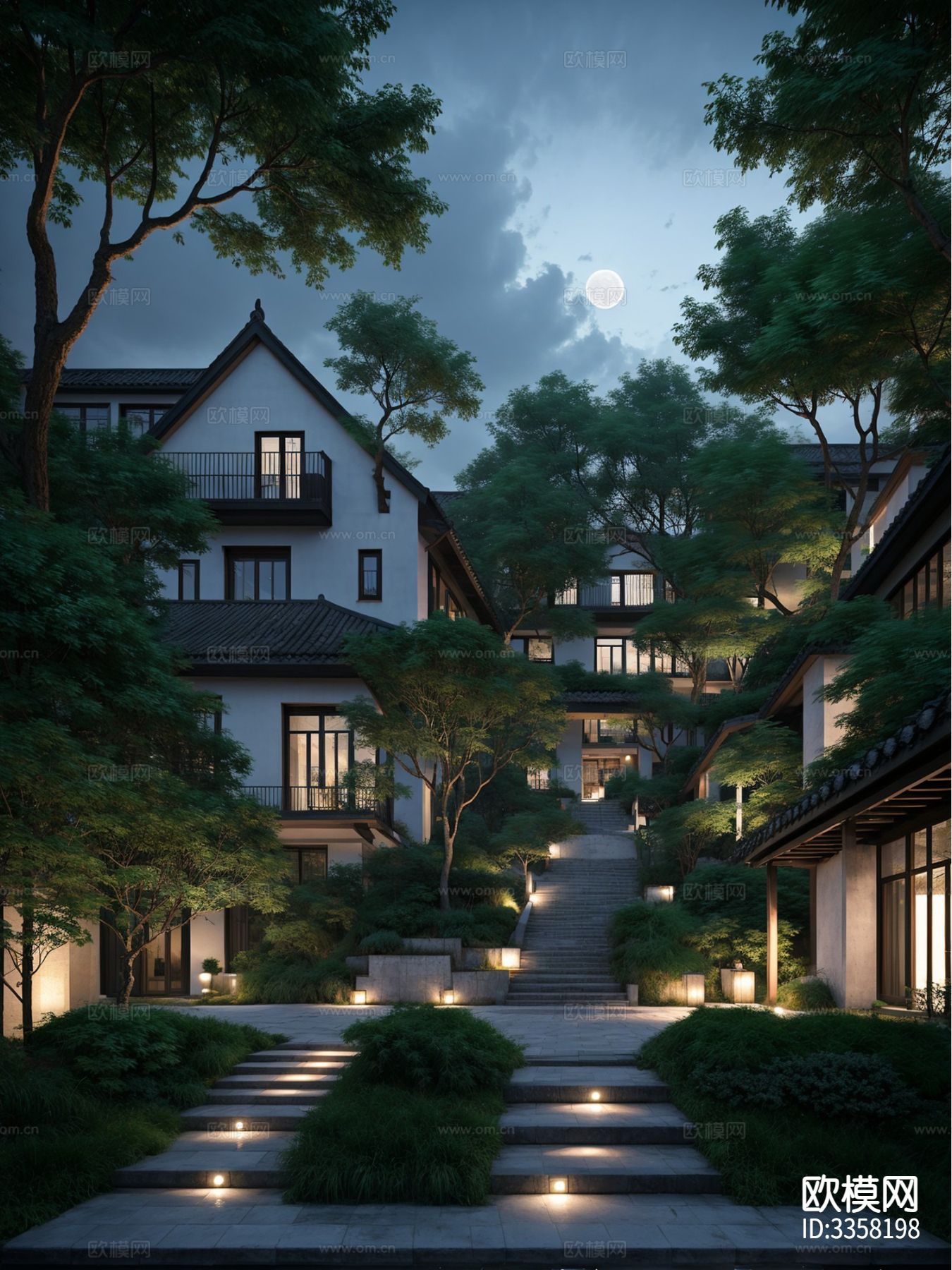 中式江南水乡 街道景观效果图下载（渲染图10）