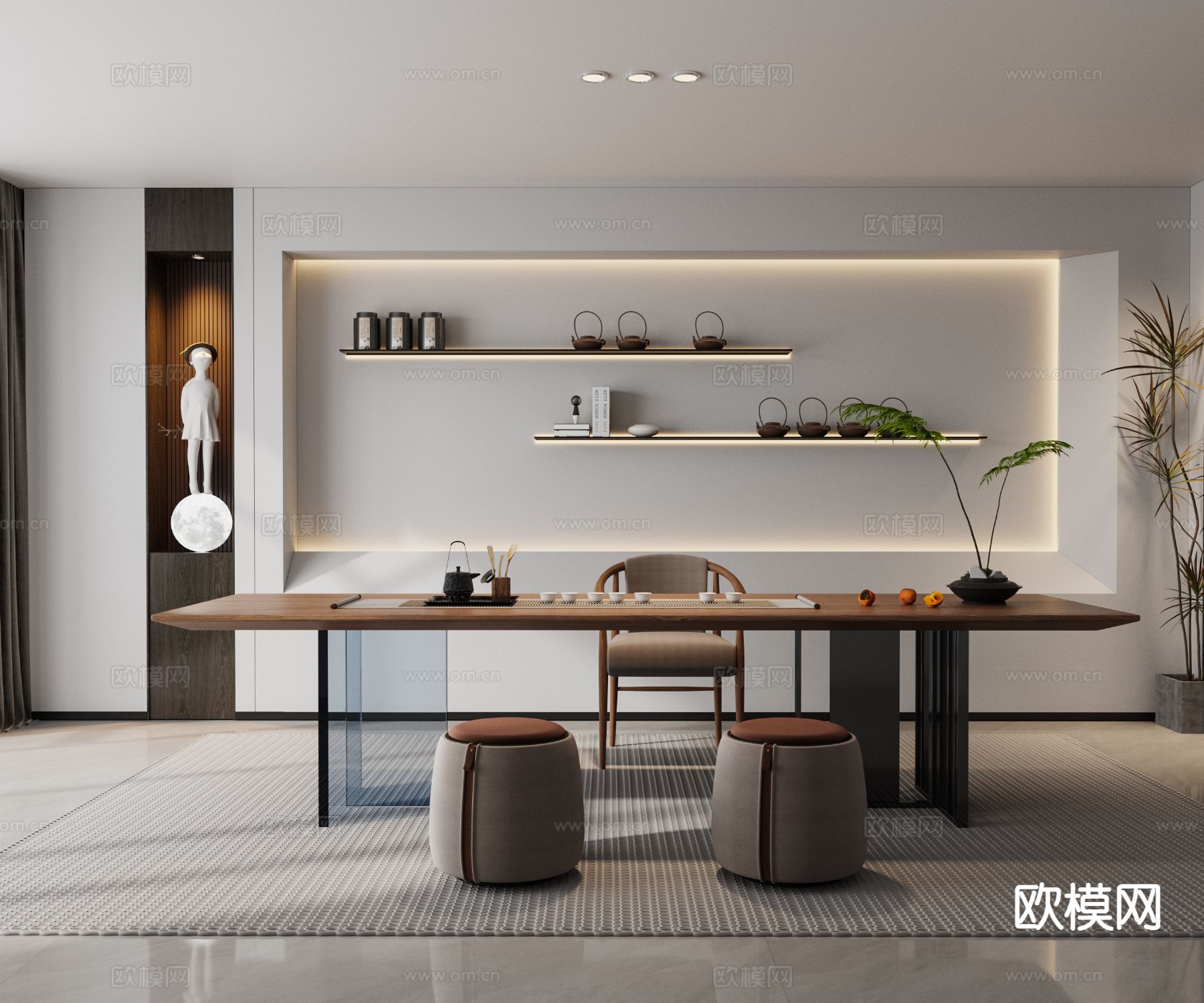 新中式茶室3d模型下载