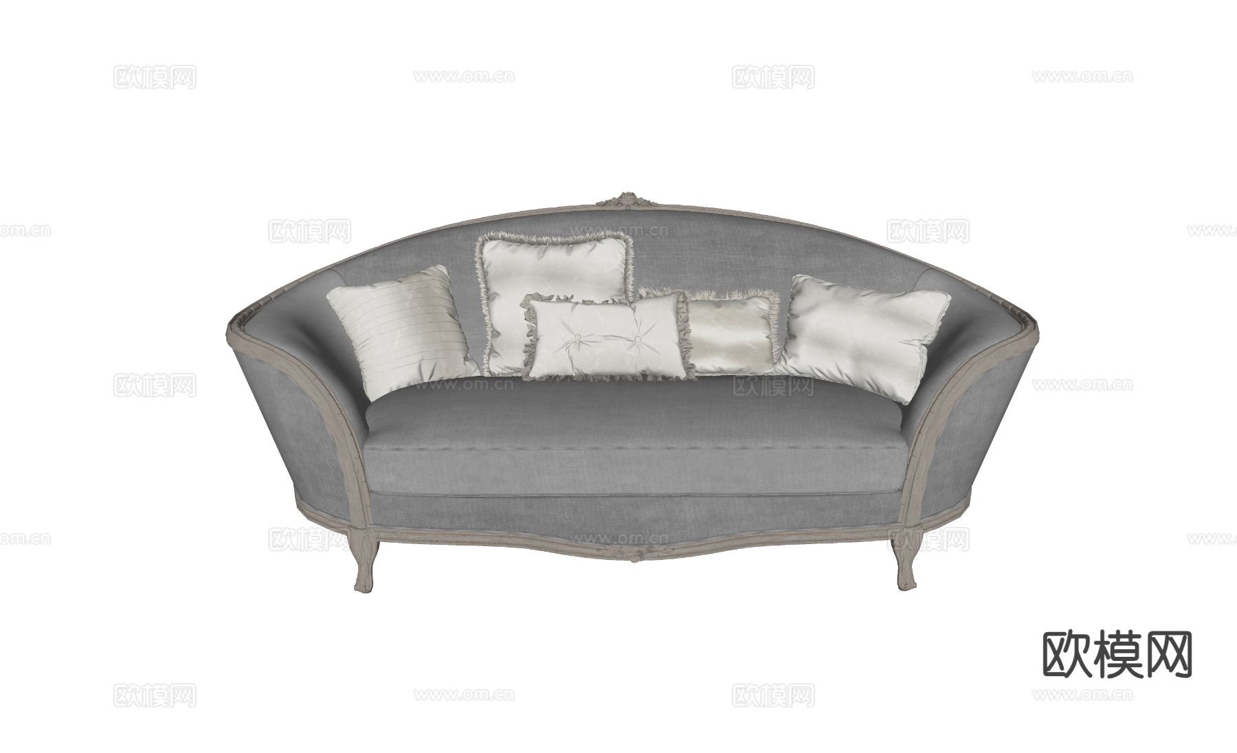 美式双人沙发 弧形沙发su模型下载（渲染图1）