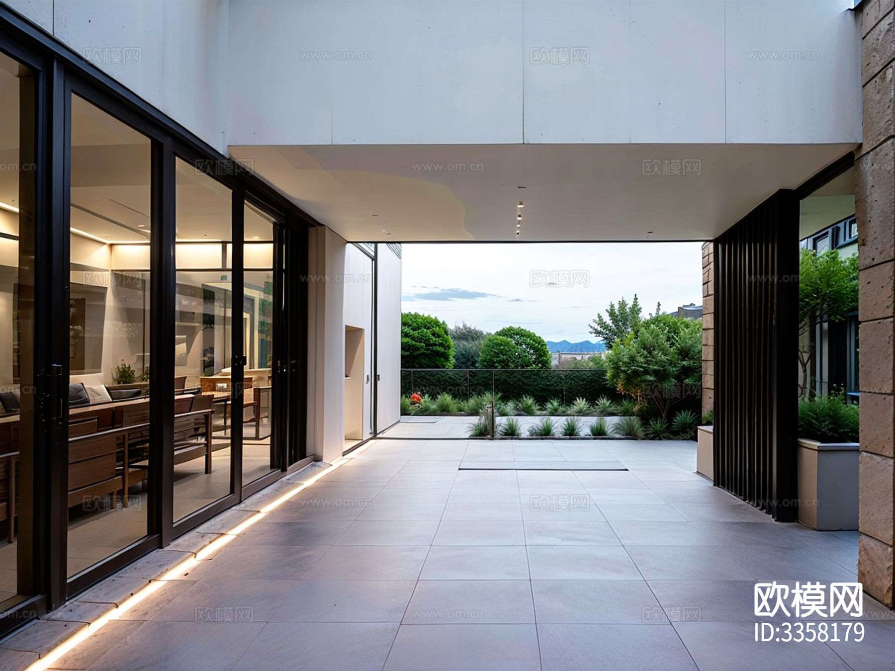 现代别墅庭院景观效果图下载（渲染图3）