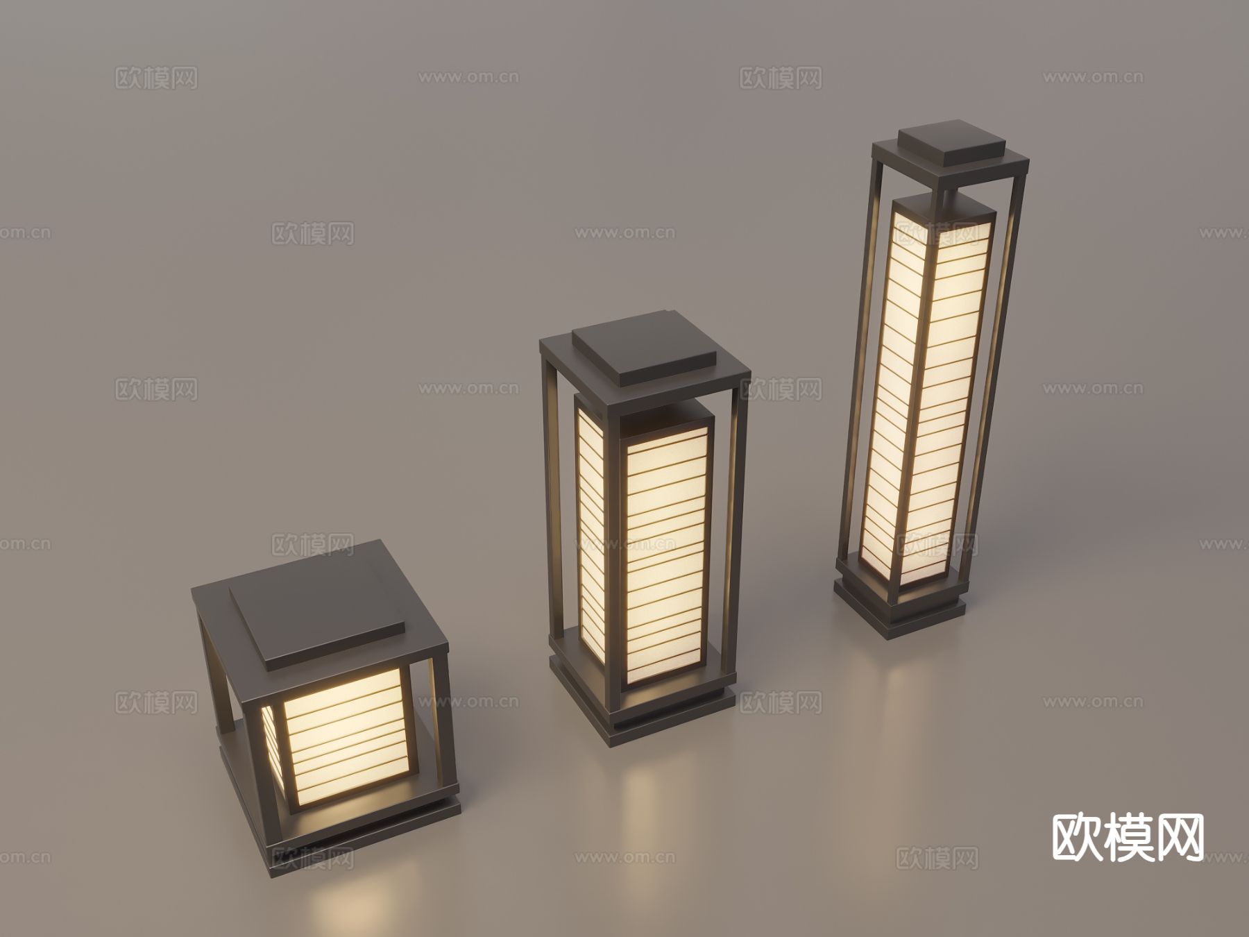 中式景观灯 草坪灯 庭院灯 户外灯su模型下载（渲染图2）