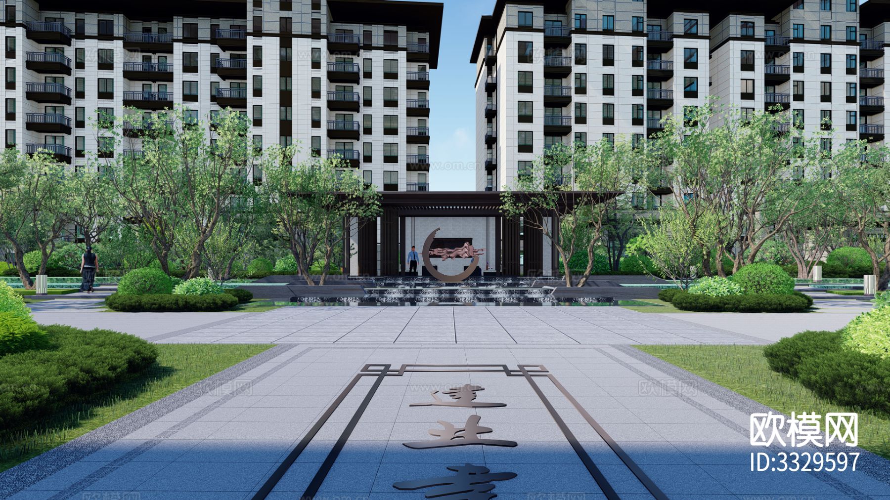 小区景观 住宅景观效果图下载（渲染图4）