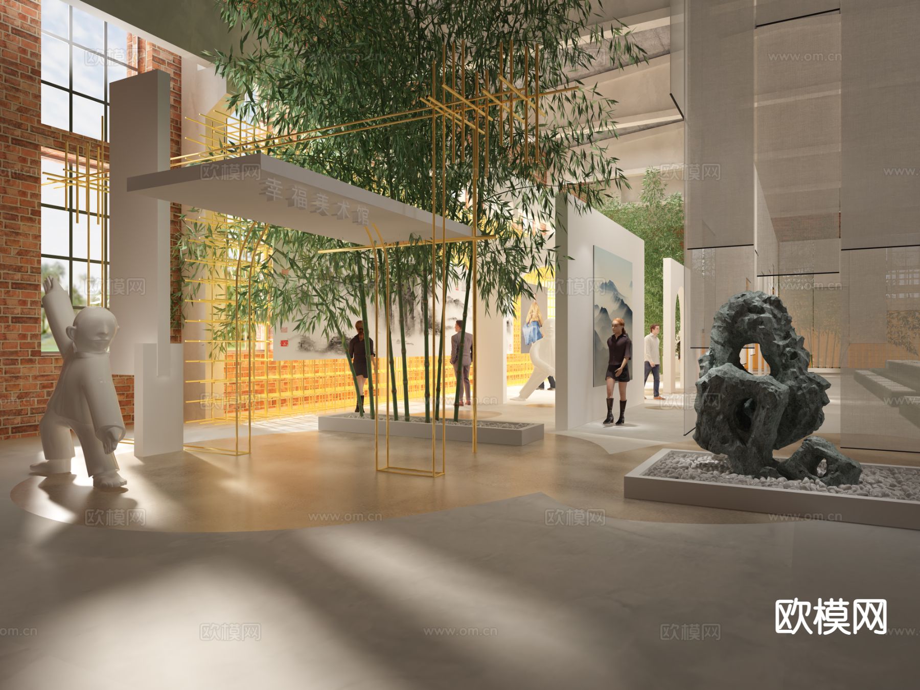 现代美术馆 展厅3d模型下载（渲染图1）