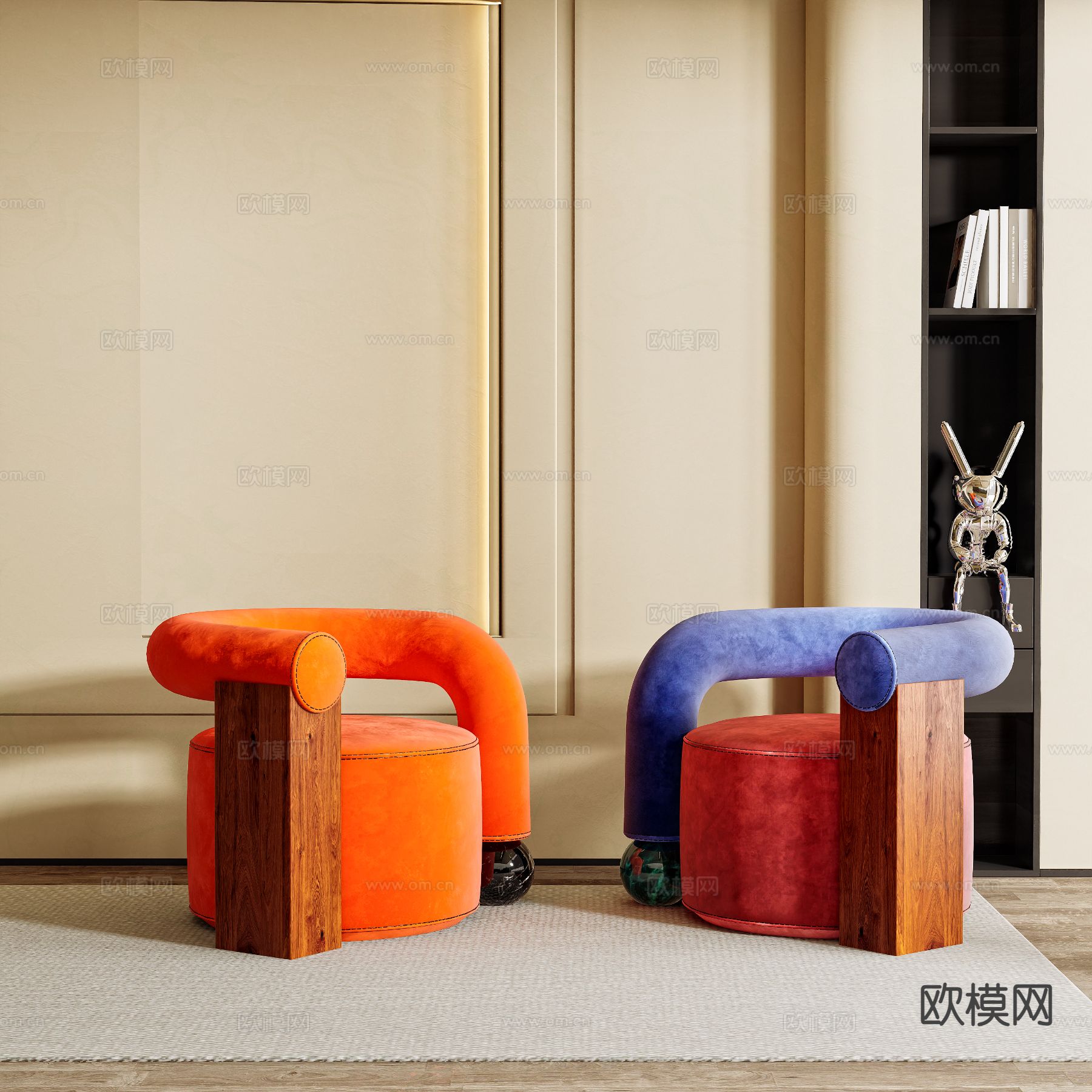 中古风单人沙发3d模型下载