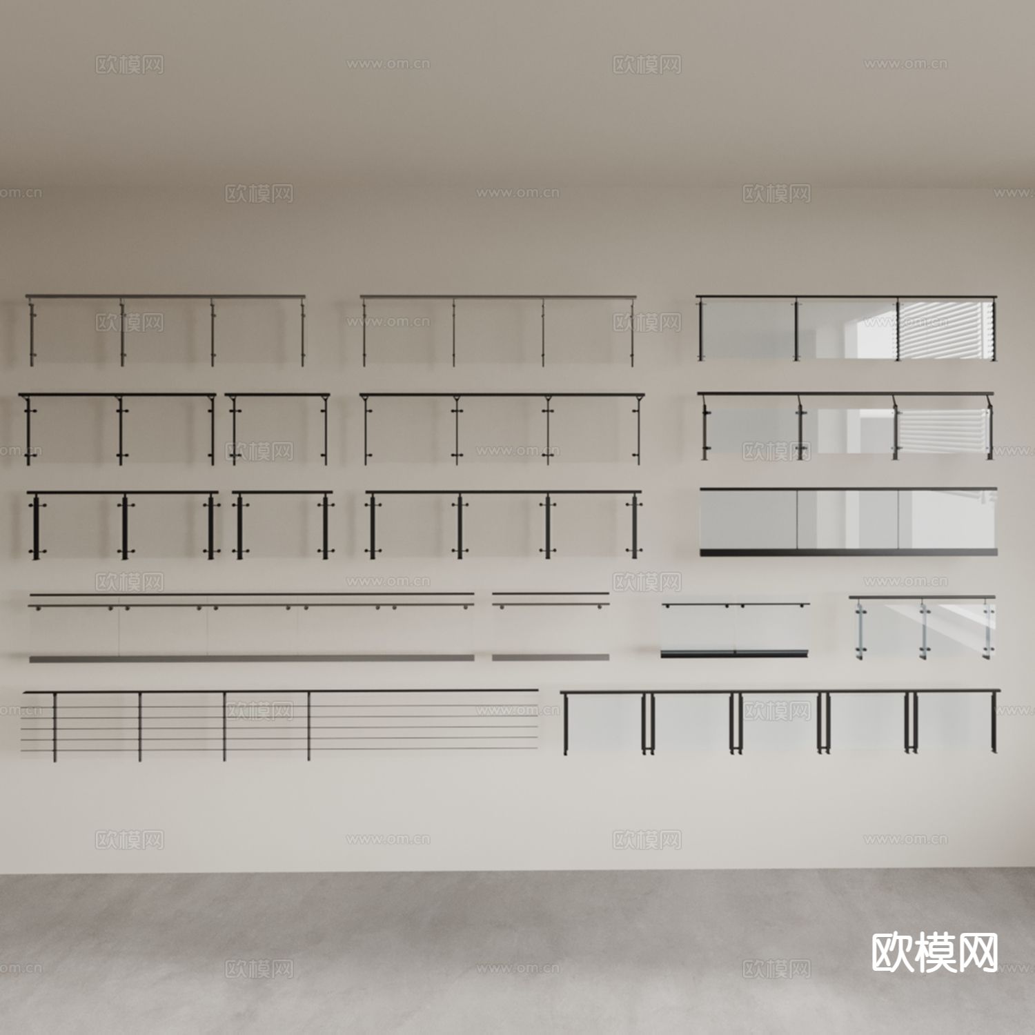 玻璃栏杆 护栏 围栏 栅栏3d模型下载