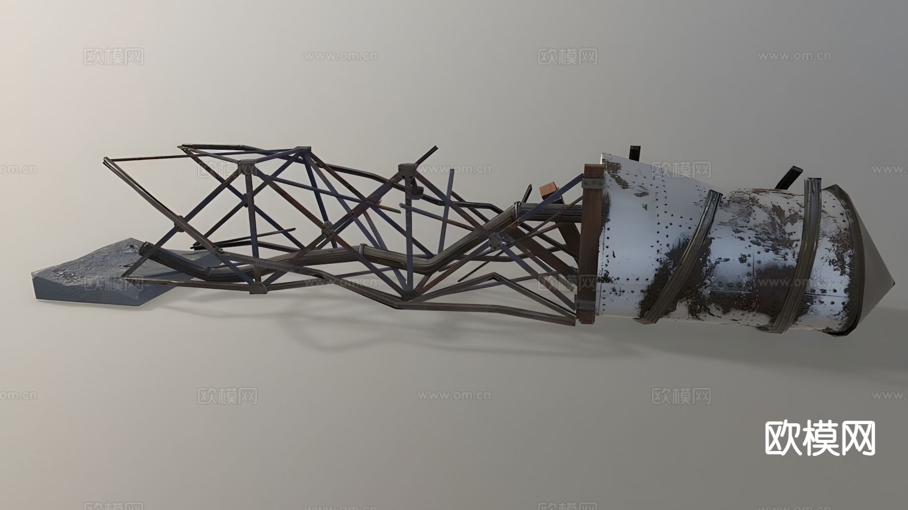 毁坏的水塔 工业设备3d模型下载（渲染图1）