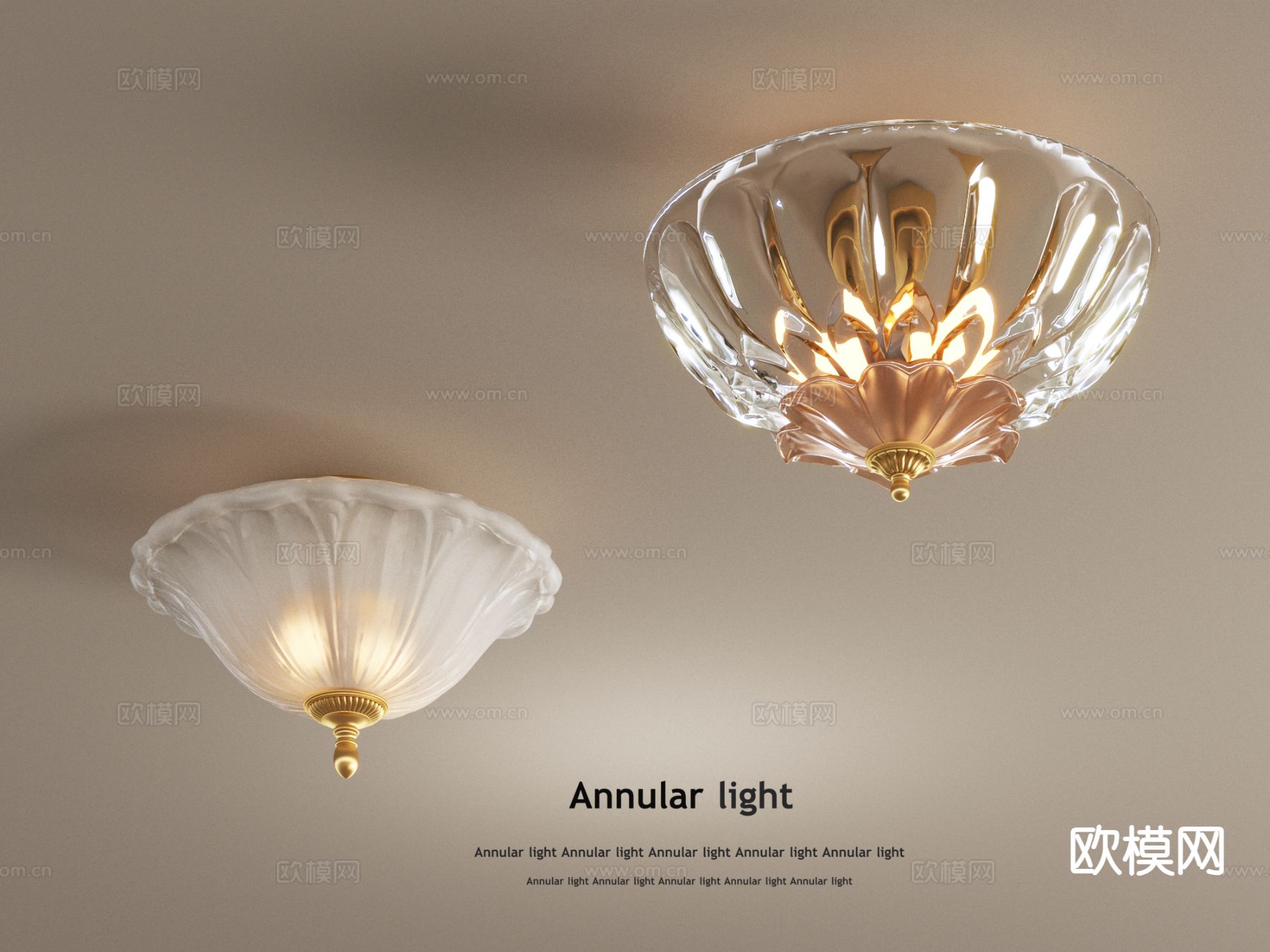 法式水晶吸顶灯su模型下载（渲染图2）