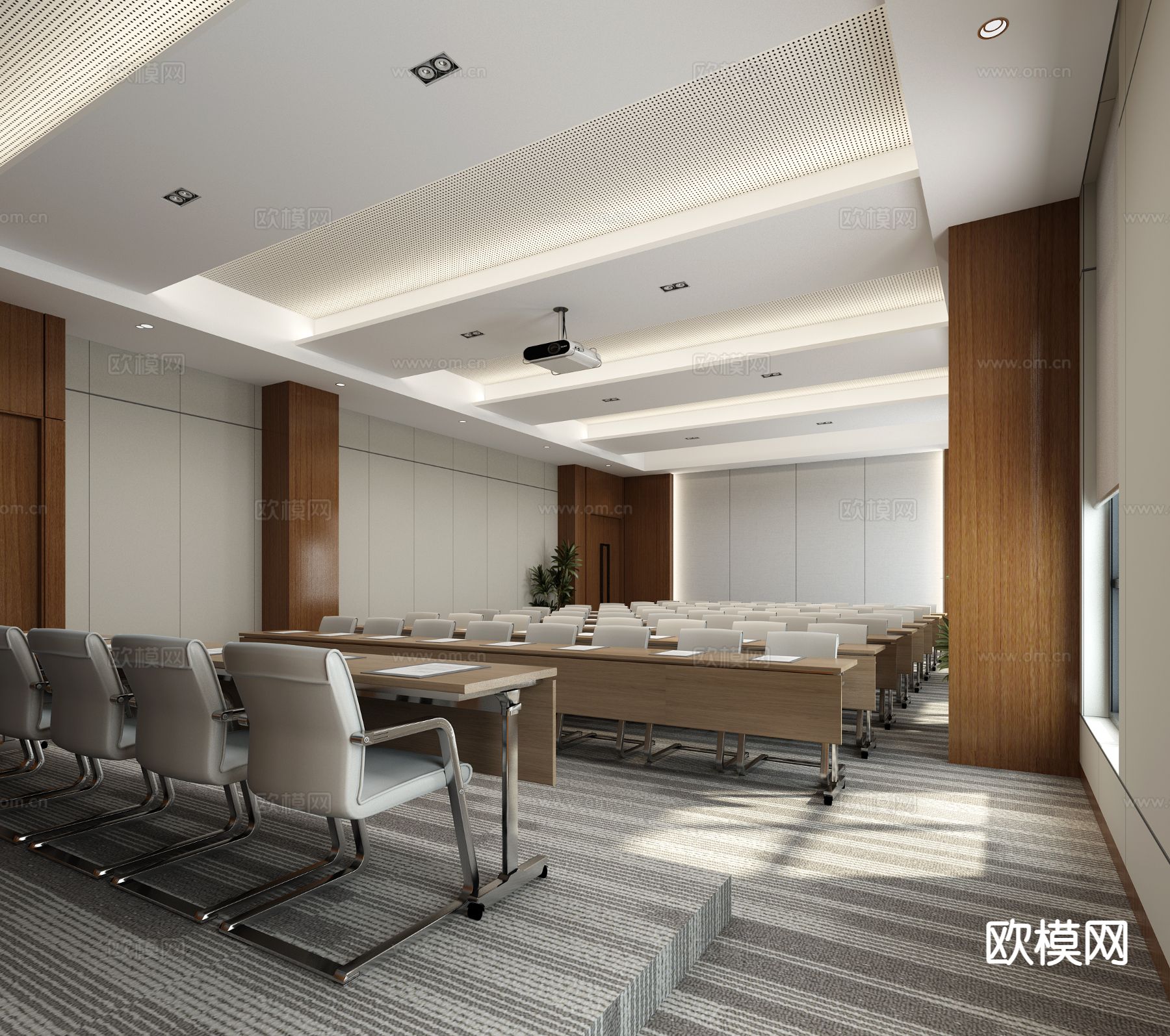 现代阶梯会议室 培训室3d模型下载（渲染图2）