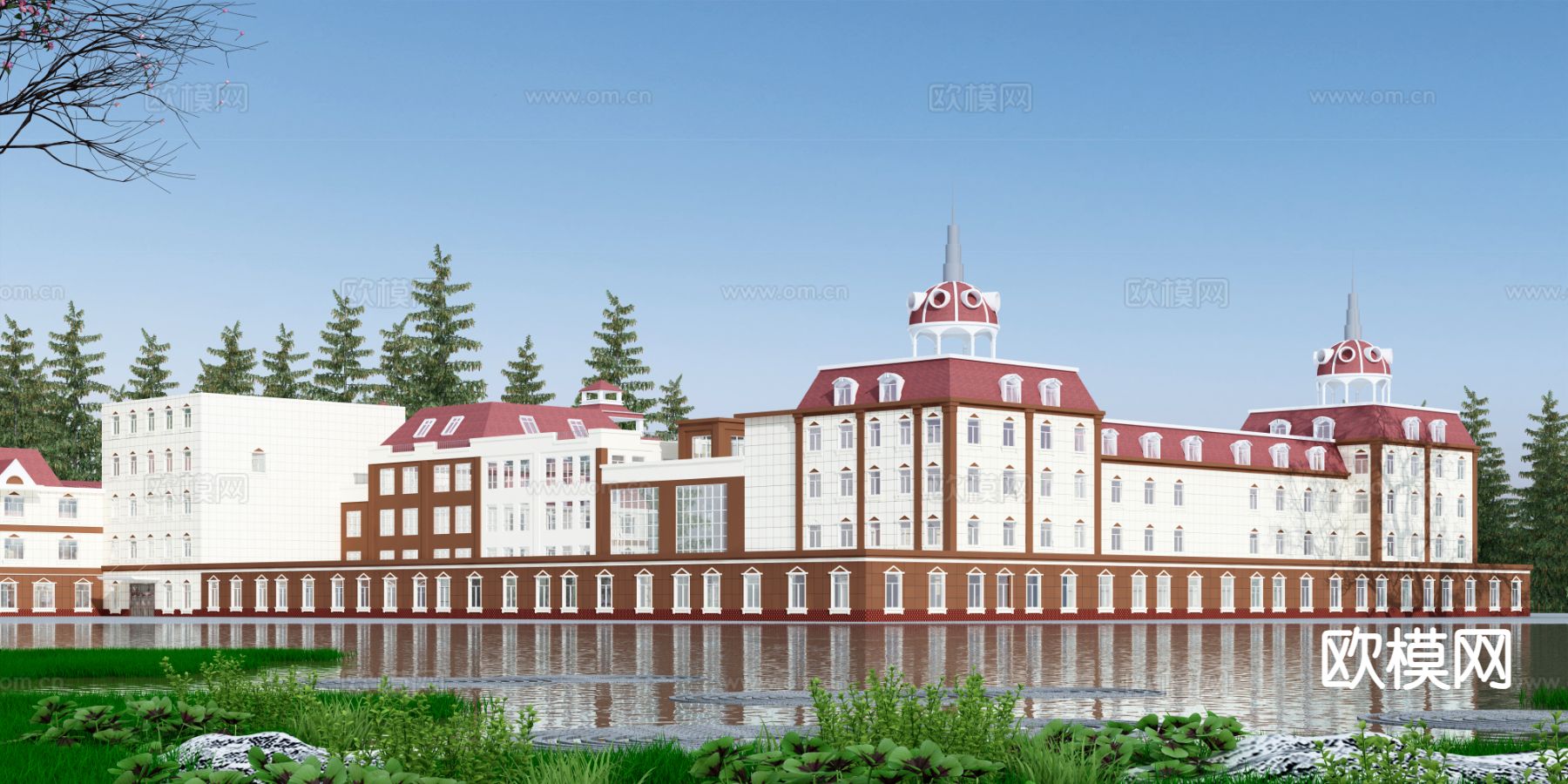 北欧商业综合体 商场外观3d模型下载