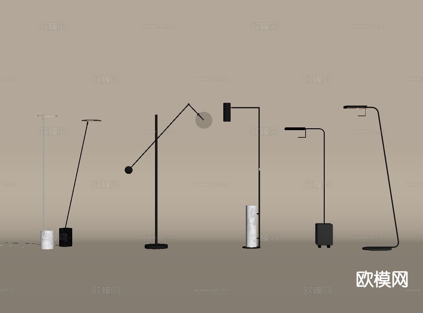 现代落地灯su模型下载（渲染图1）