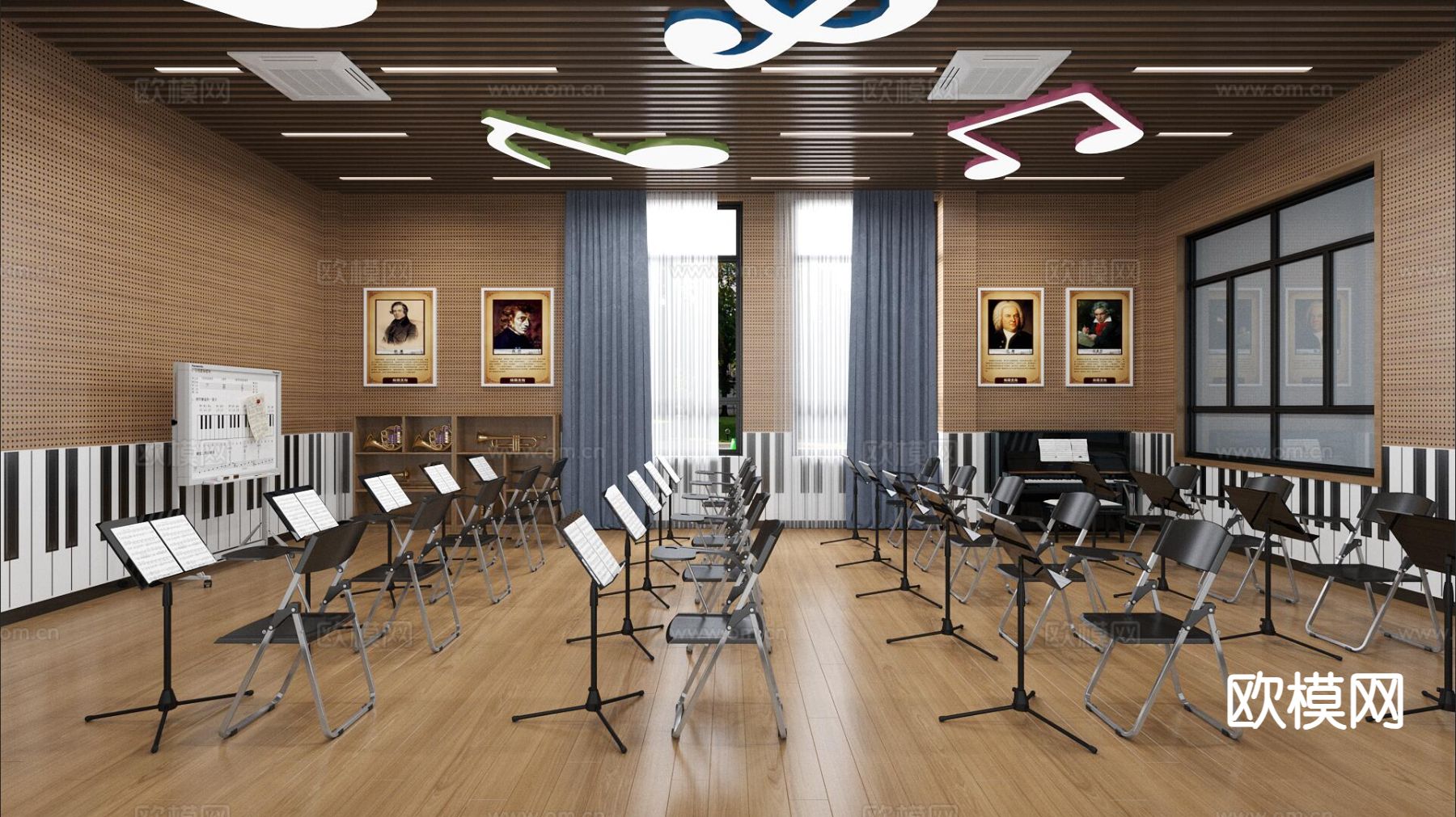 音乐教室 音乐学校 演奏室 教室3d模型下载