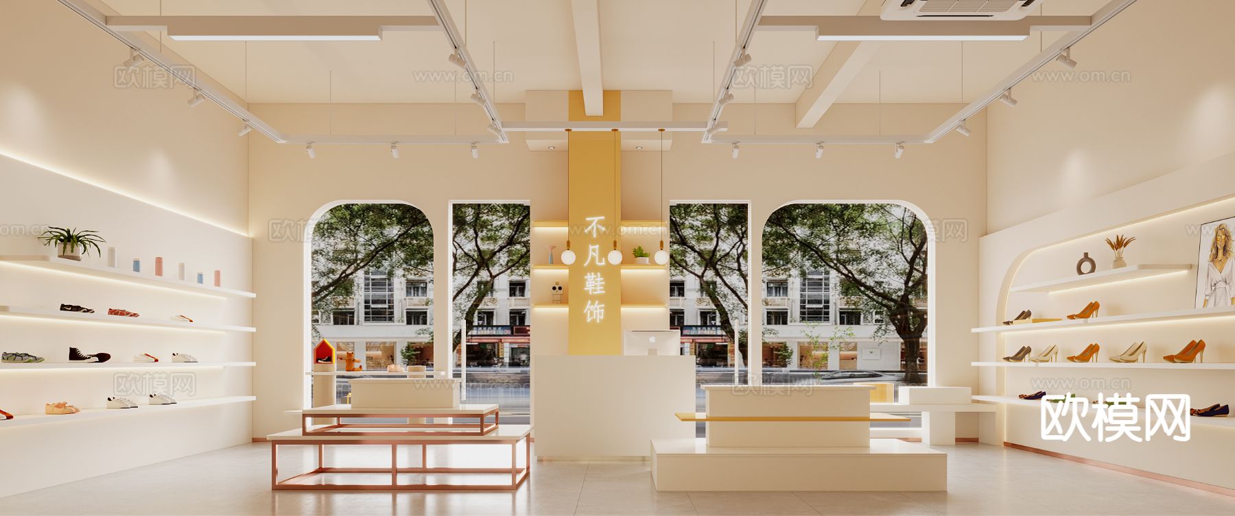 奶油风鞋店3d模型下载（渲染图2）