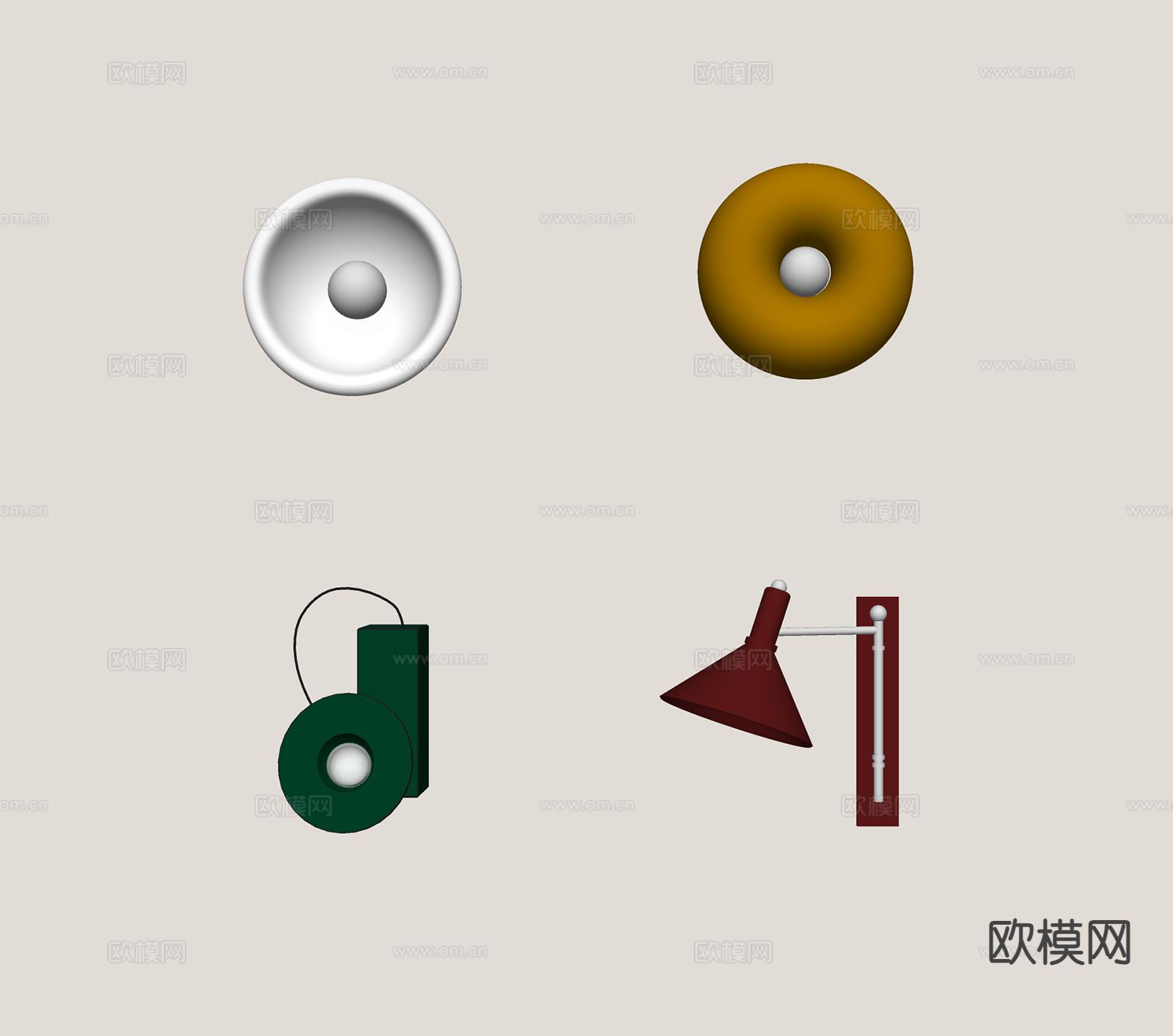 现代壁灯su模型下载（渲染图1）