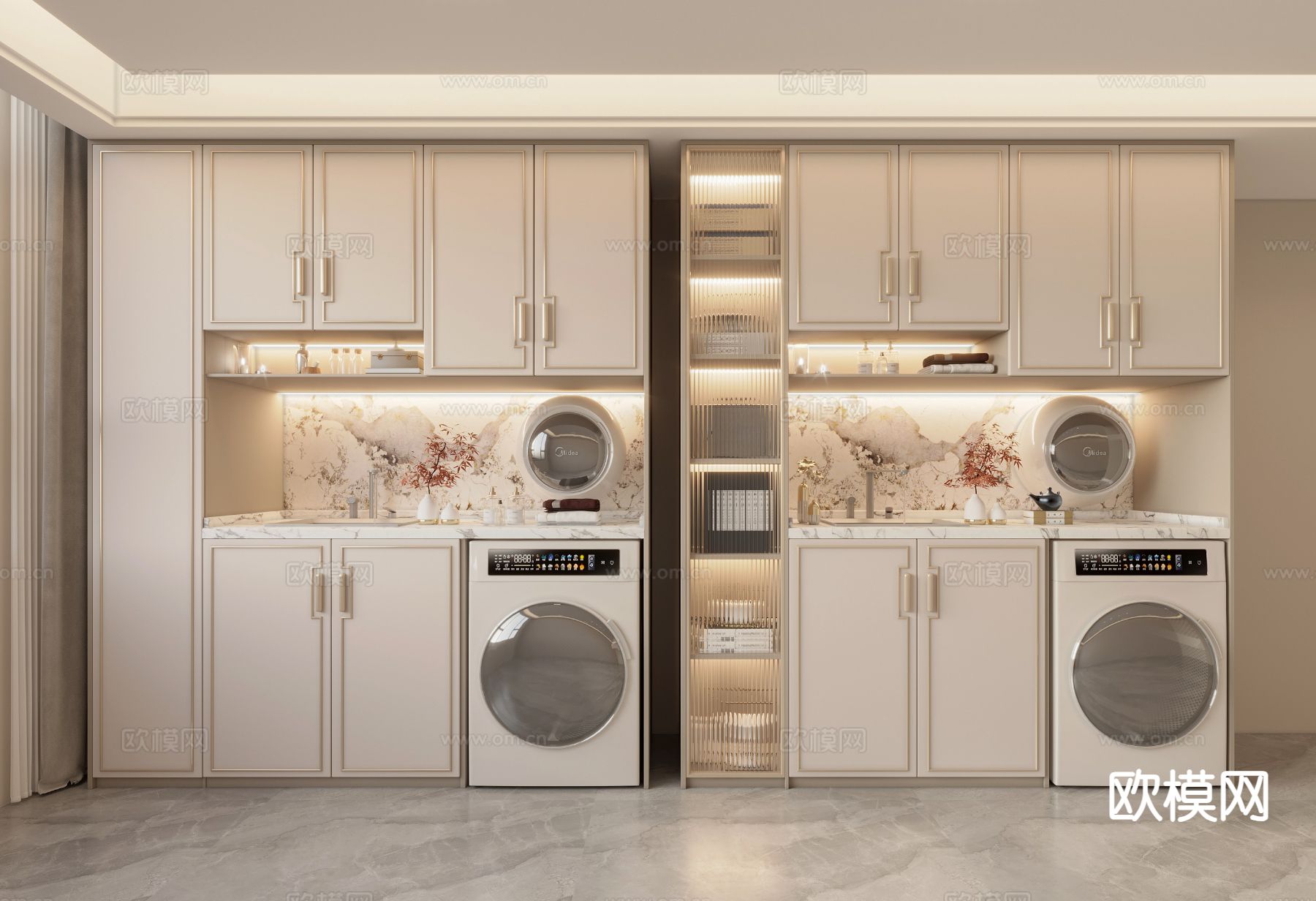 新中式阳台柜 洗衣机柜3d模型下载