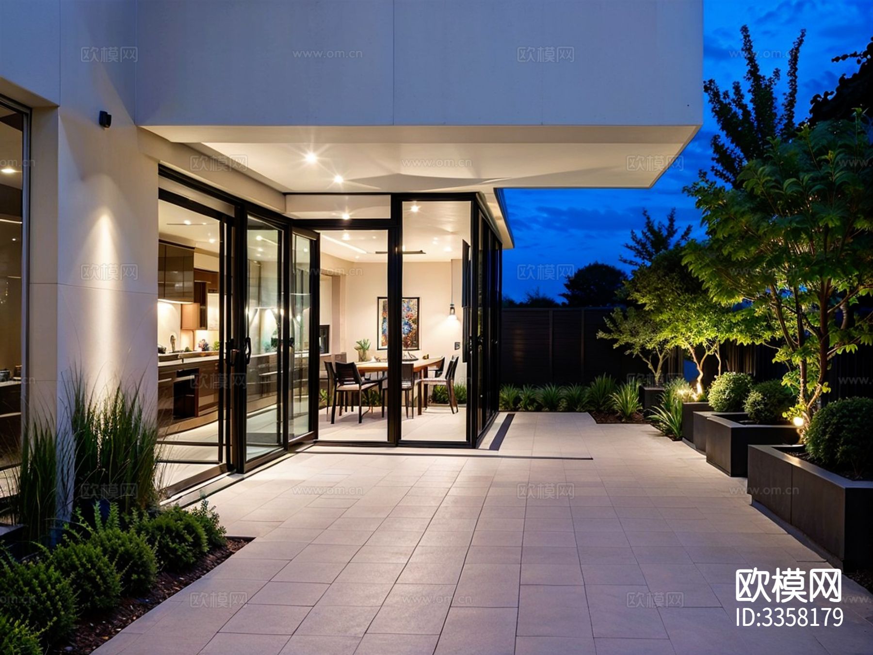 现代别墅庭院景观效果图下载（渲染图8）