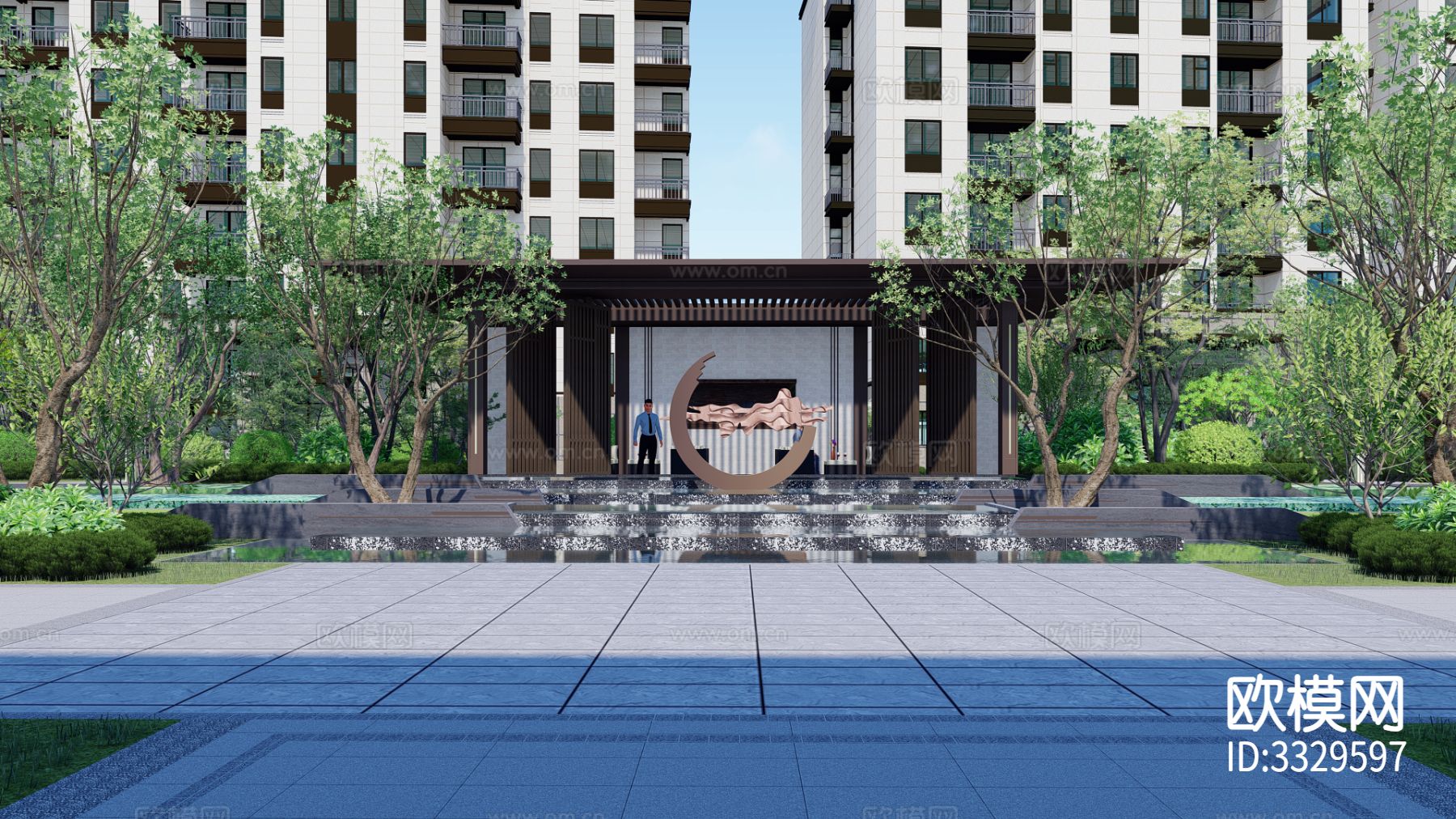 小区景观 住宅景观效果图下载（渲染图8）