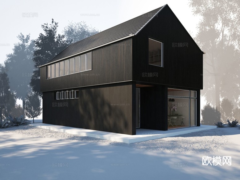 现代独栋别墅外观 木屋3d模型下载