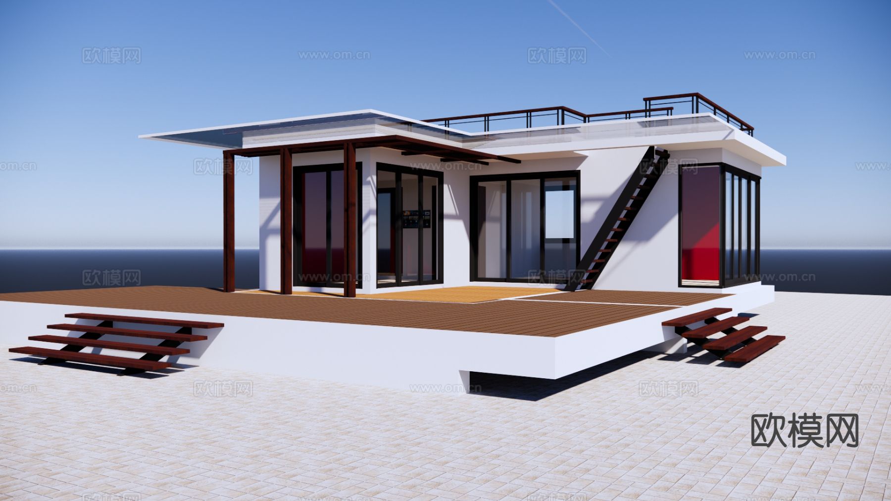 独栋别墅su模型下载（渲染图2）