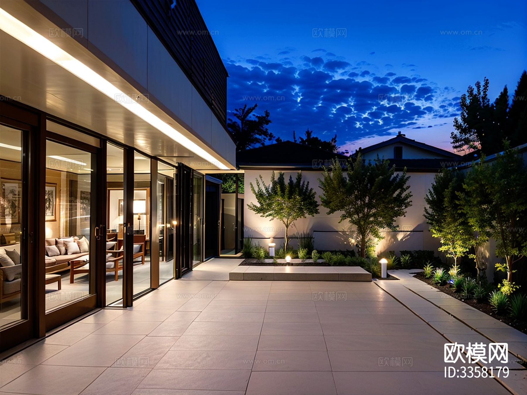 现代别墅庭院景观效果图下载（渲染图5）