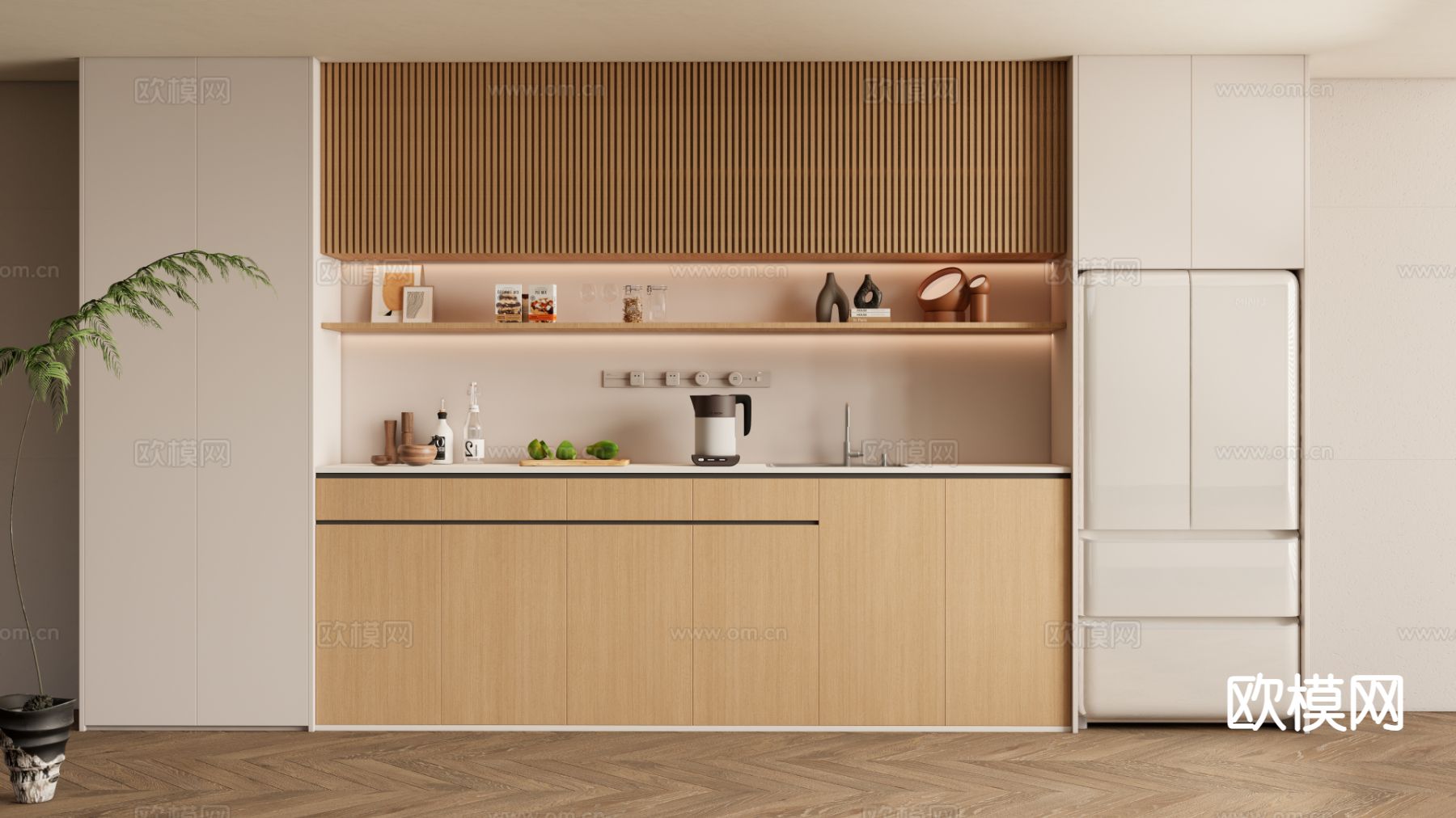 现代酒柜 吊柜酒柜 冰箱柜3d模型下载