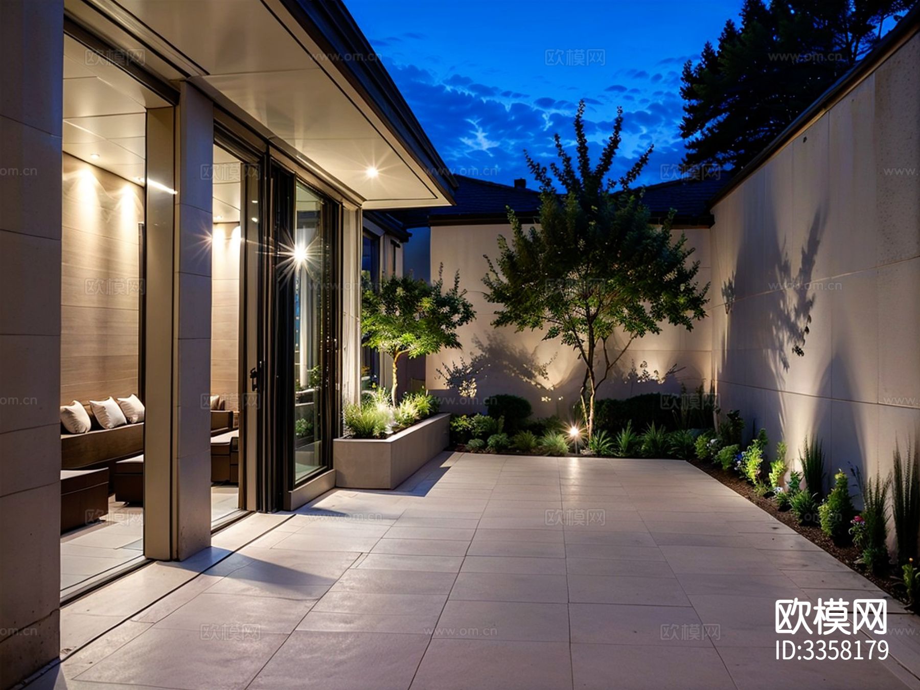 现代别墅庭院景观效果图下载（渲染图10）
