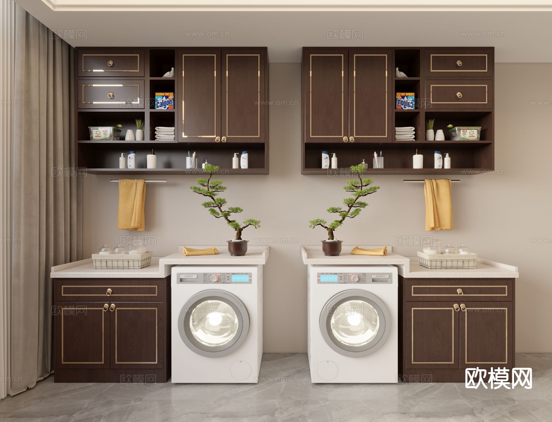 新中式阳台柜 洗衣机柜3d模型下载