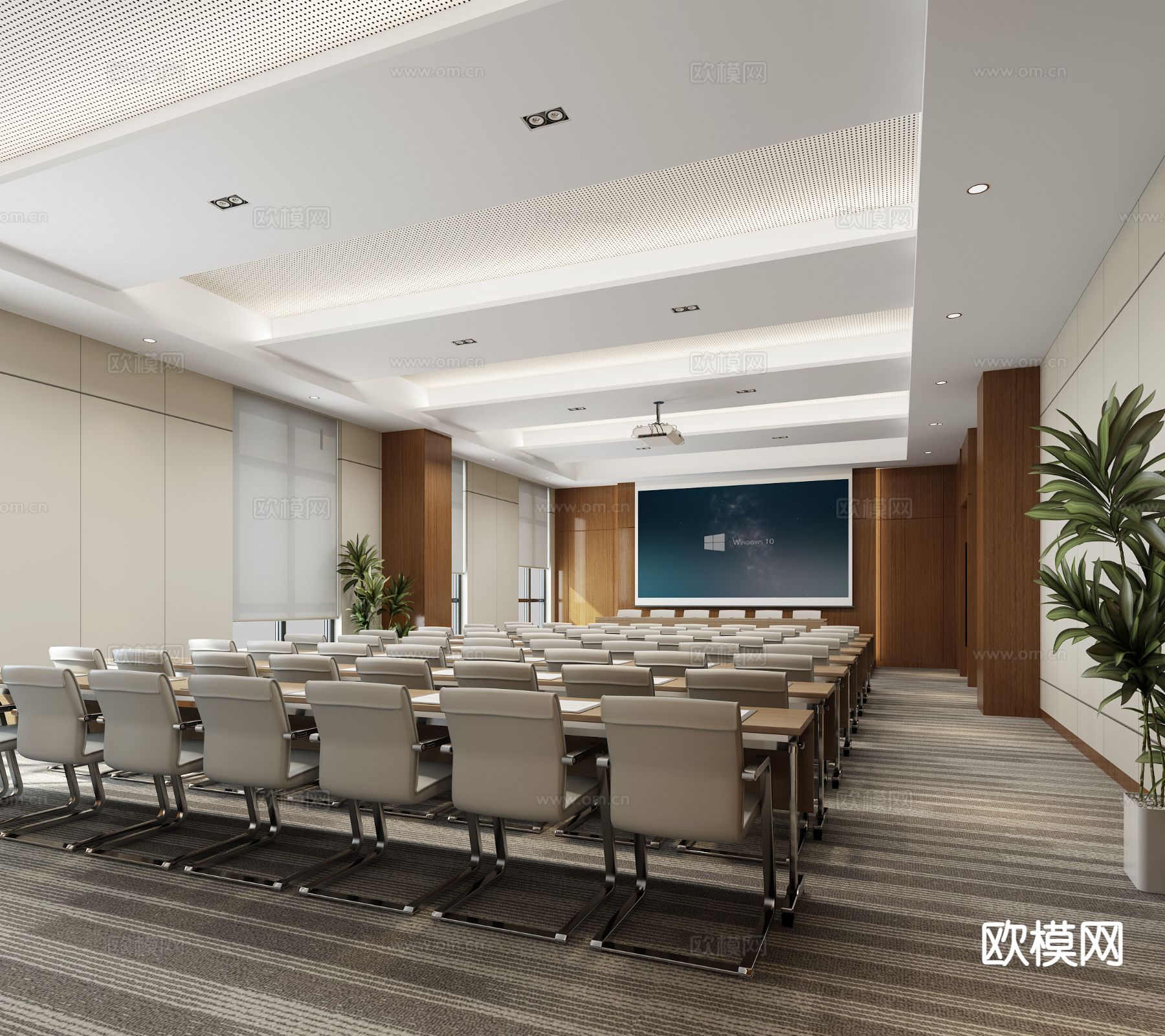 现代阶梯会议室 培训室3d模型下载（渲染图1）