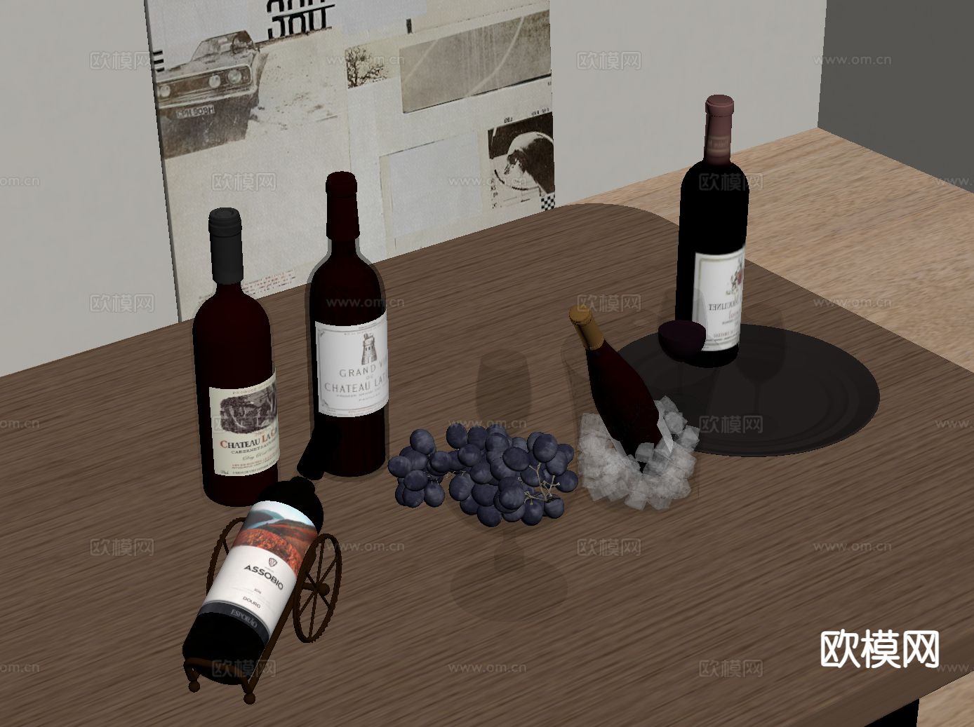 酒水 酒杯 醒酒器 红酒su模型下载（渲染图1）