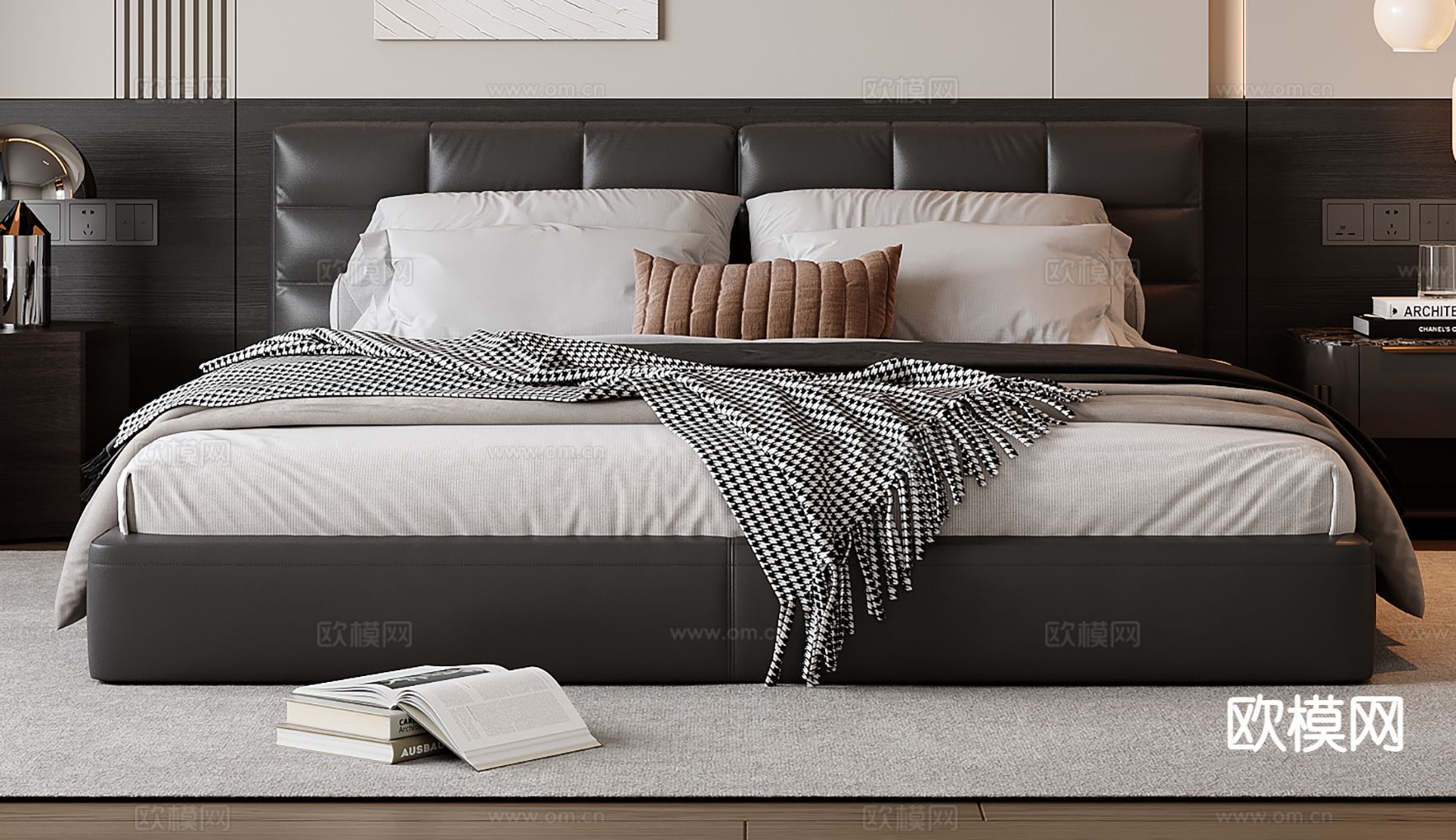 意式双人床3d模型下载