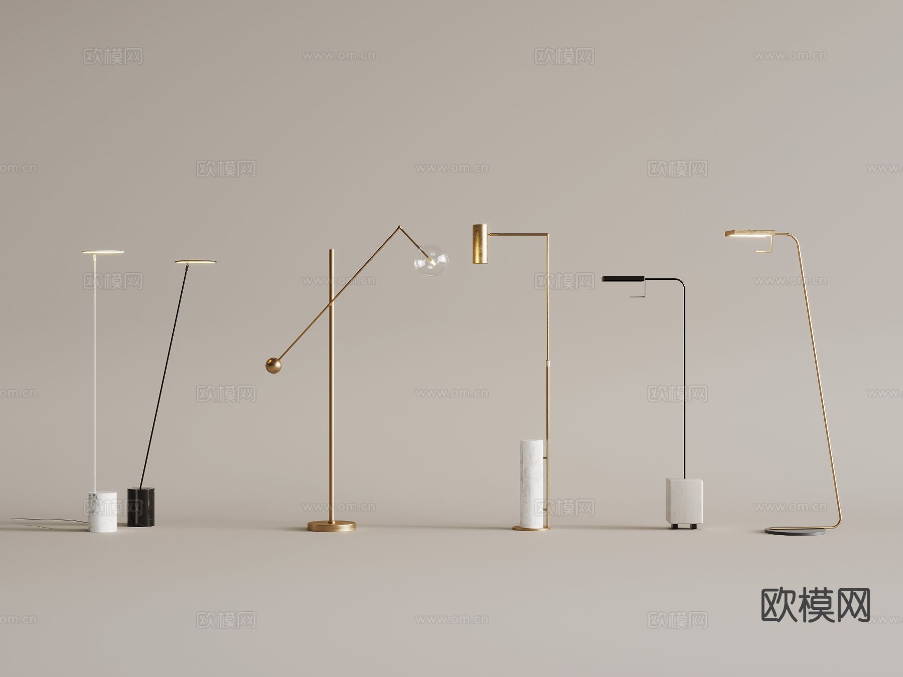 现代落地灯su模型下载（渲染图2）