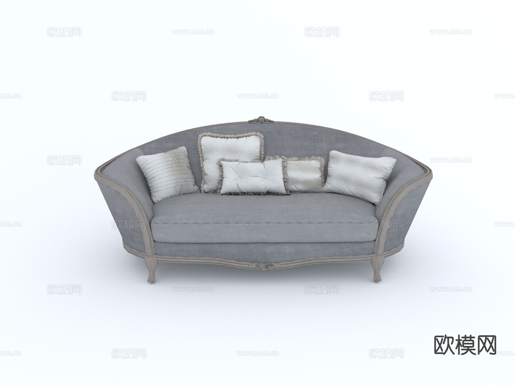 美式双人沙发 弧形沙发su模型下载（渲染图2）