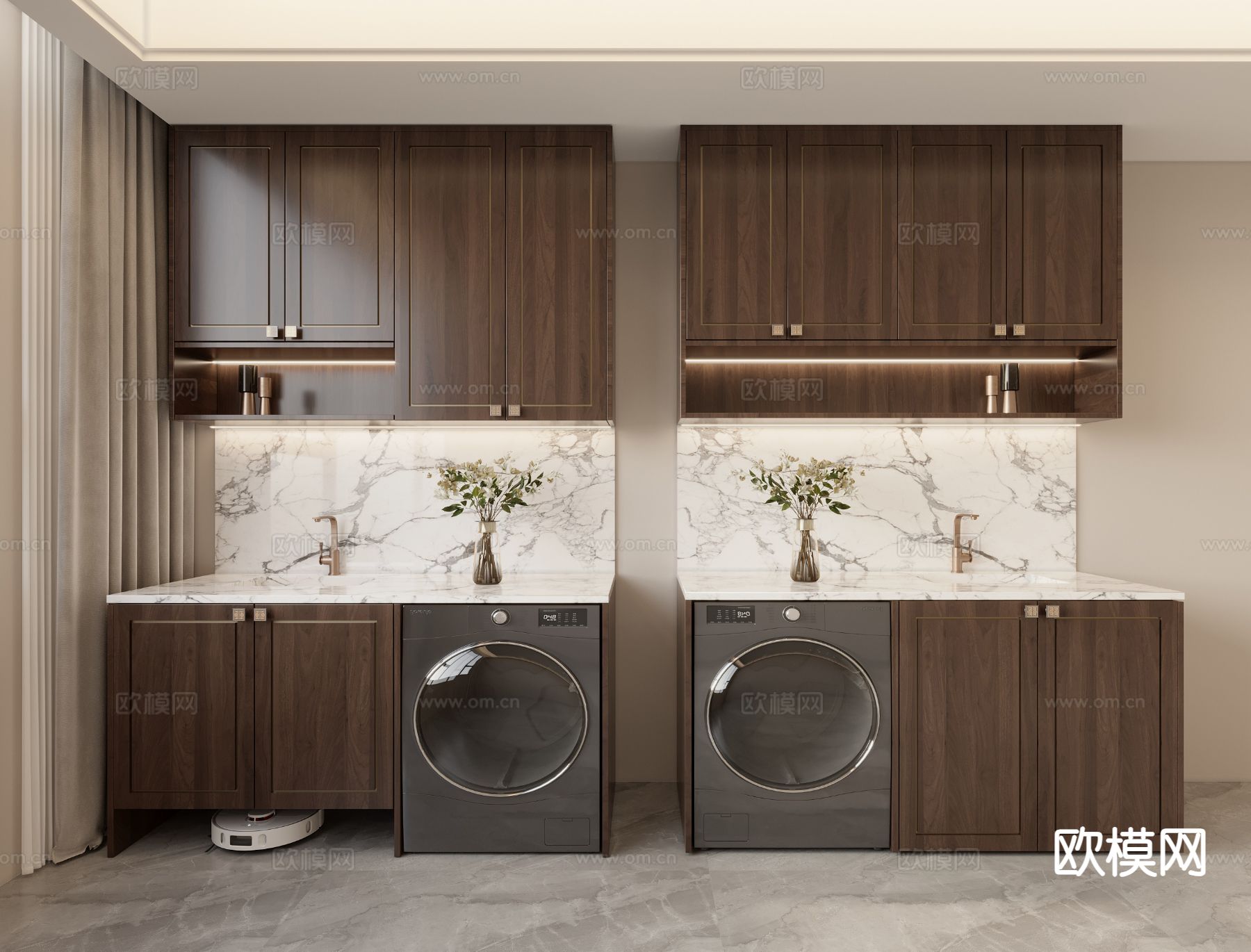 新中式阳台柜 洗衣机柜3d模型下载