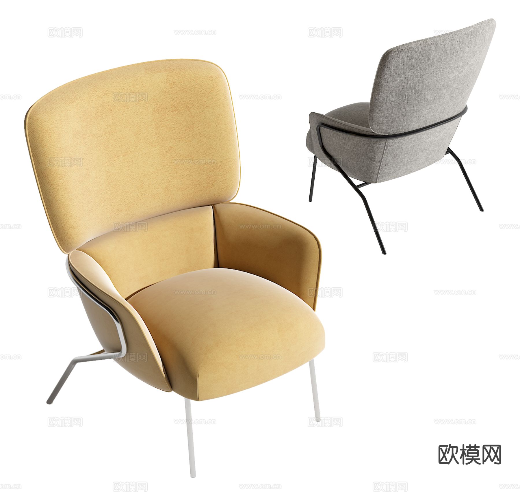 FENDI 现代高背椅 休闲椅3d模型下载