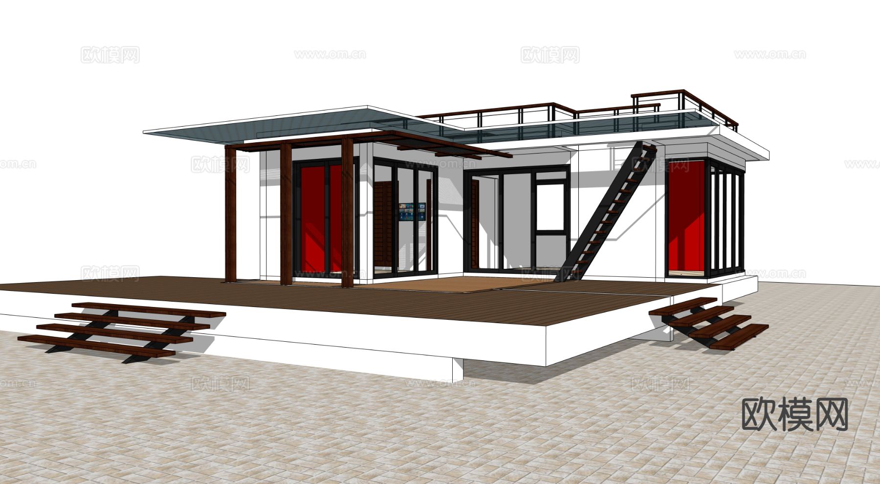 独栋别墅su模型下载（渲染图1）