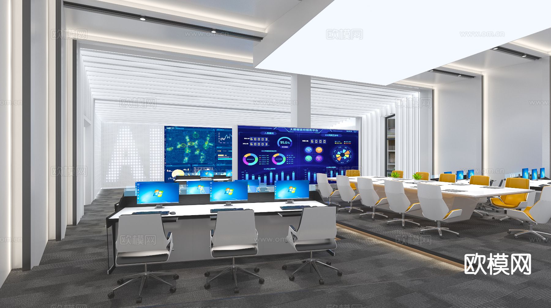 现代指挥控制室3d模型下载（渲染图2）