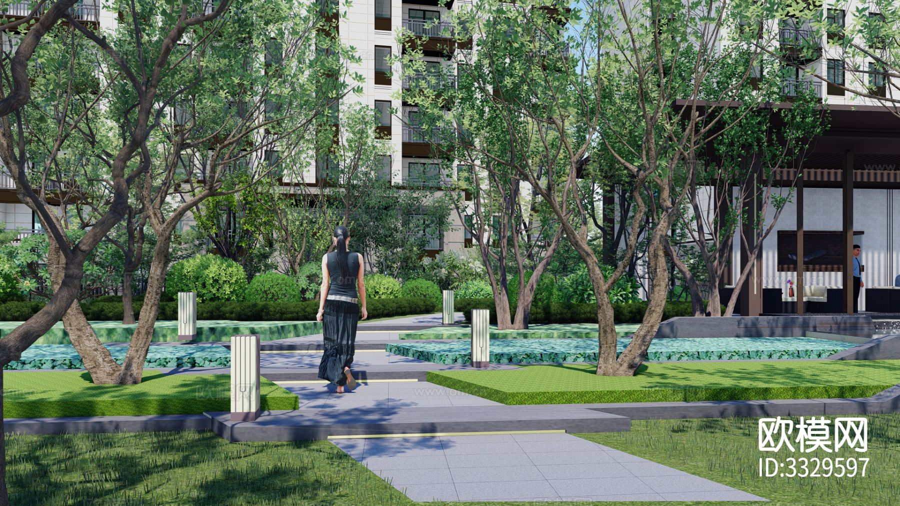 小区景观 住宅景观效果图下载（渲染图7）