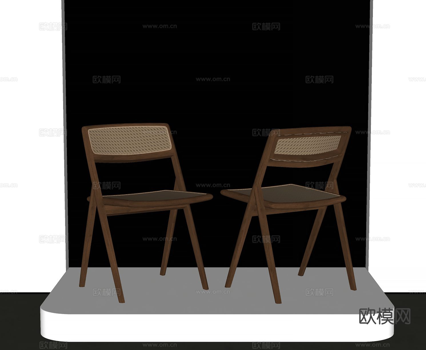 侘寂风藤编单椅su模型